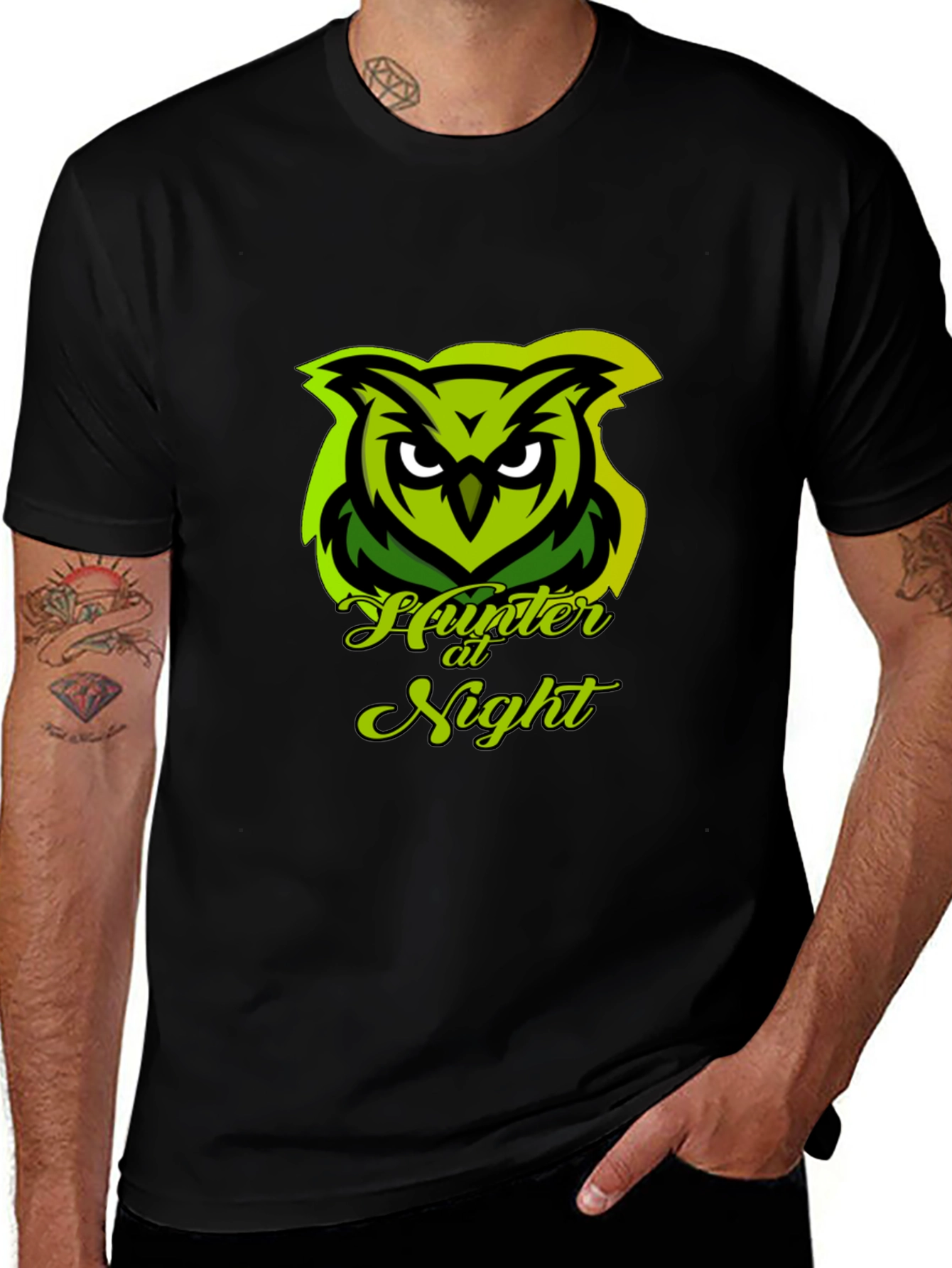 Hunter at Night Owl Graphic Tee - Black Cotton