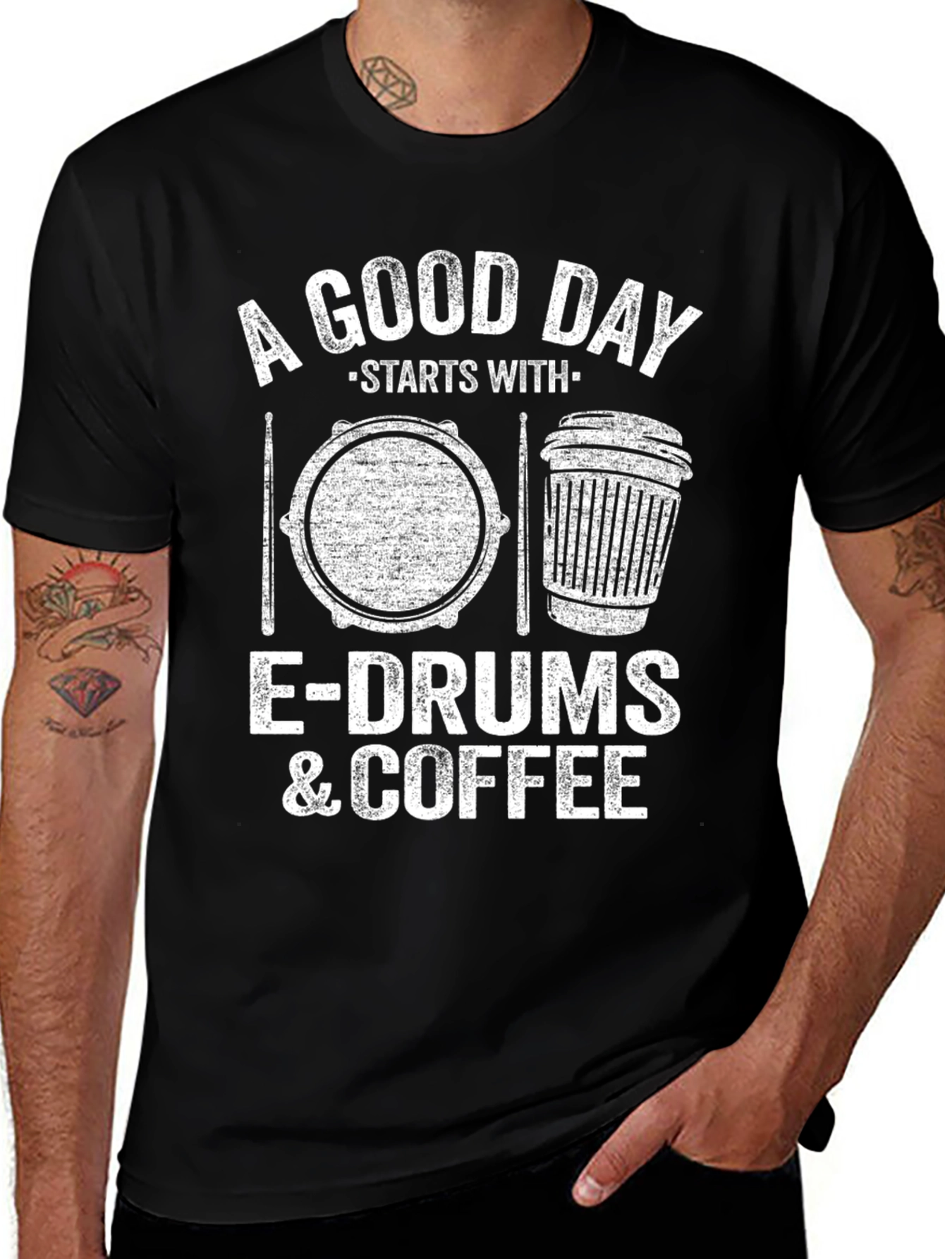 E-Drums & Coffee T-Shirt - Musicians Humor