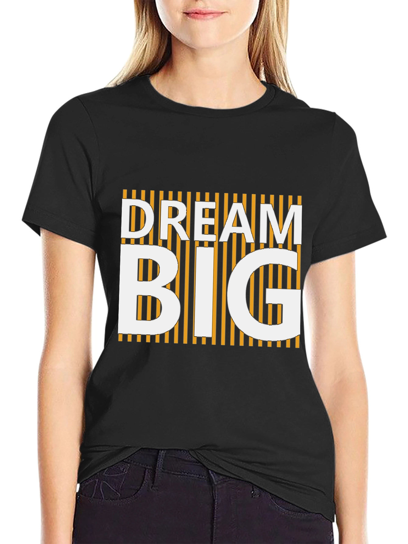 Dream Big Graphic Tee - Black Crew Neck
