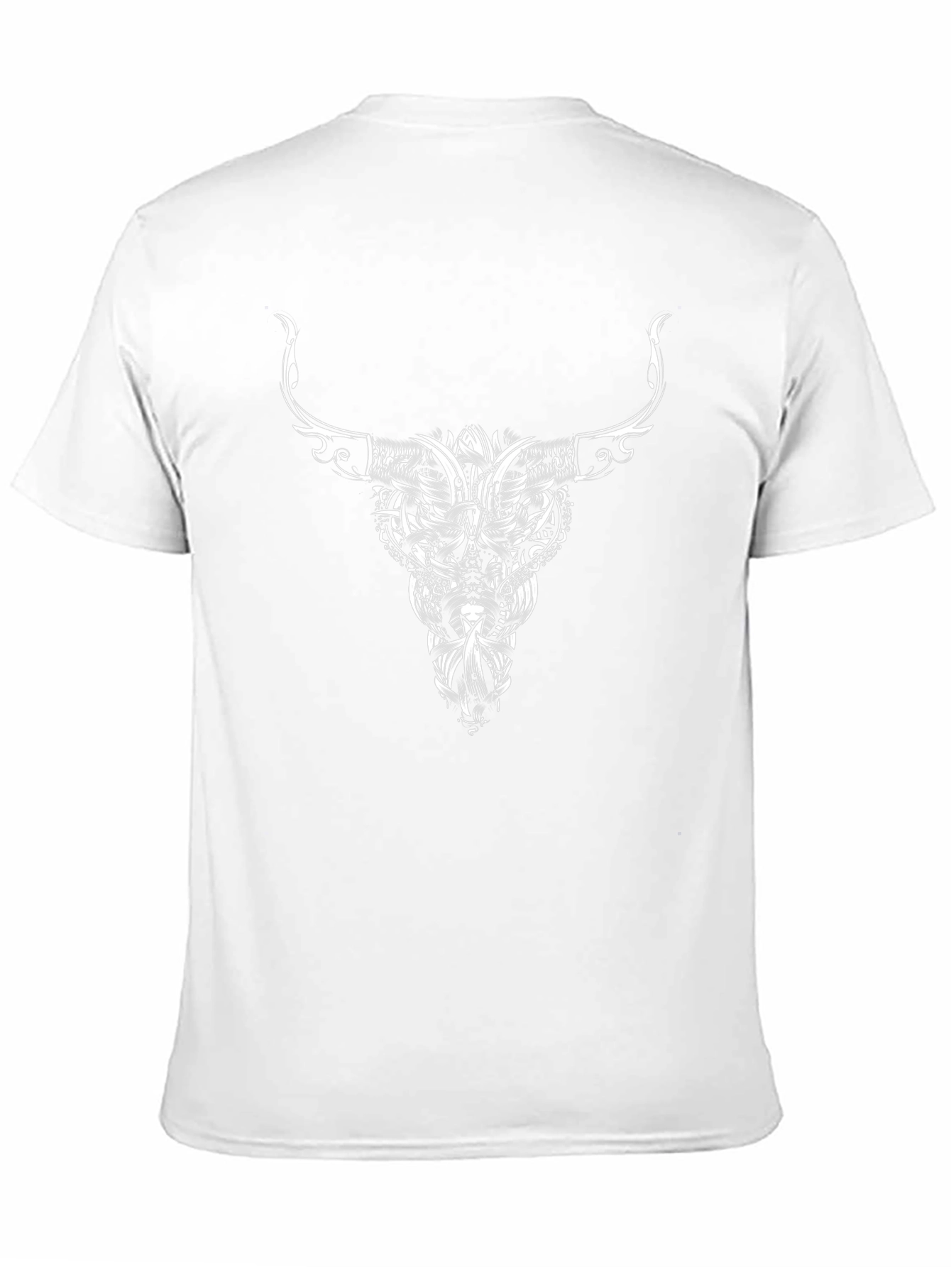 Black Tee with Bull Skull Tribal Art
