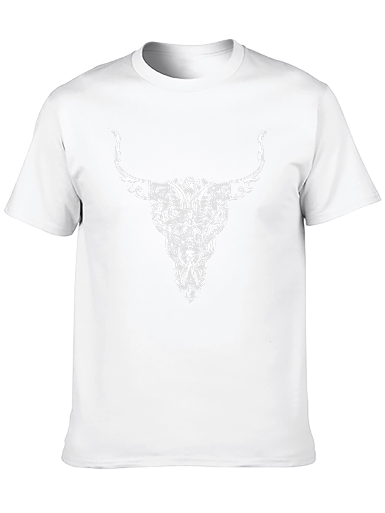Black Tee with Bull Skull Tribal Art