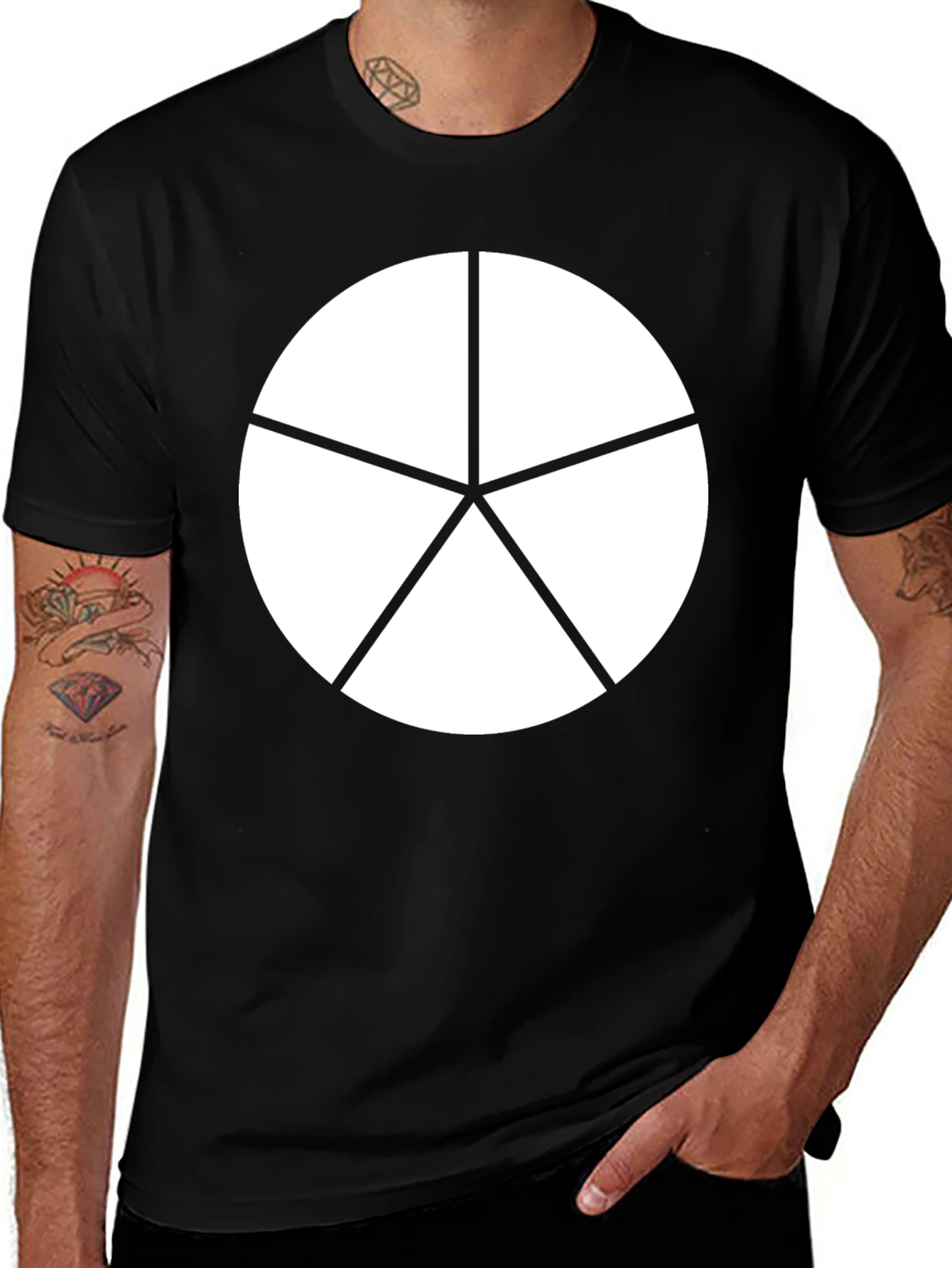 Geometric Starburst Graphic Tee - Black