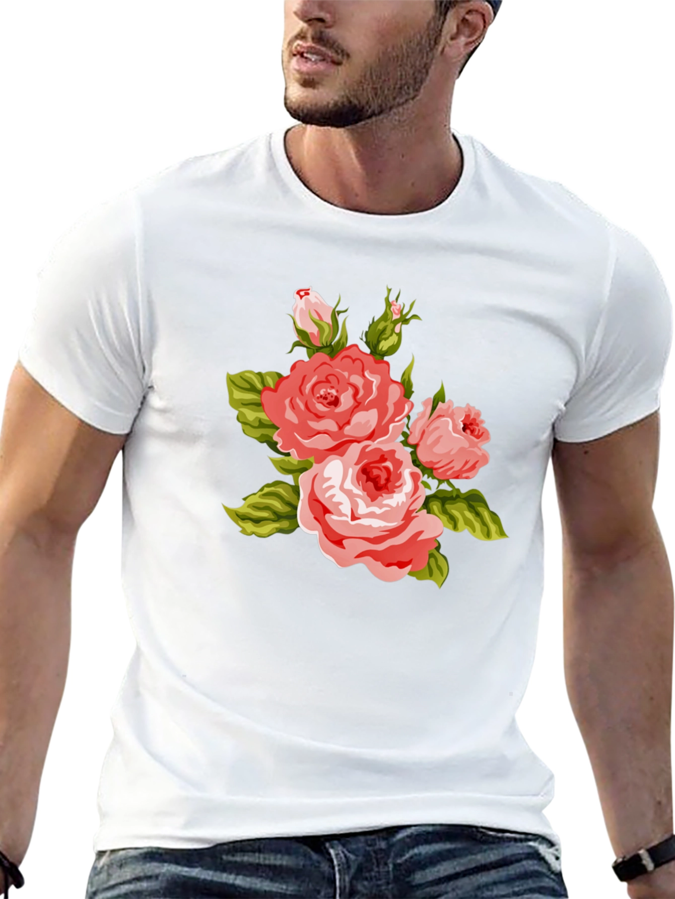 Floral Rose Graphic Black T-Shirt