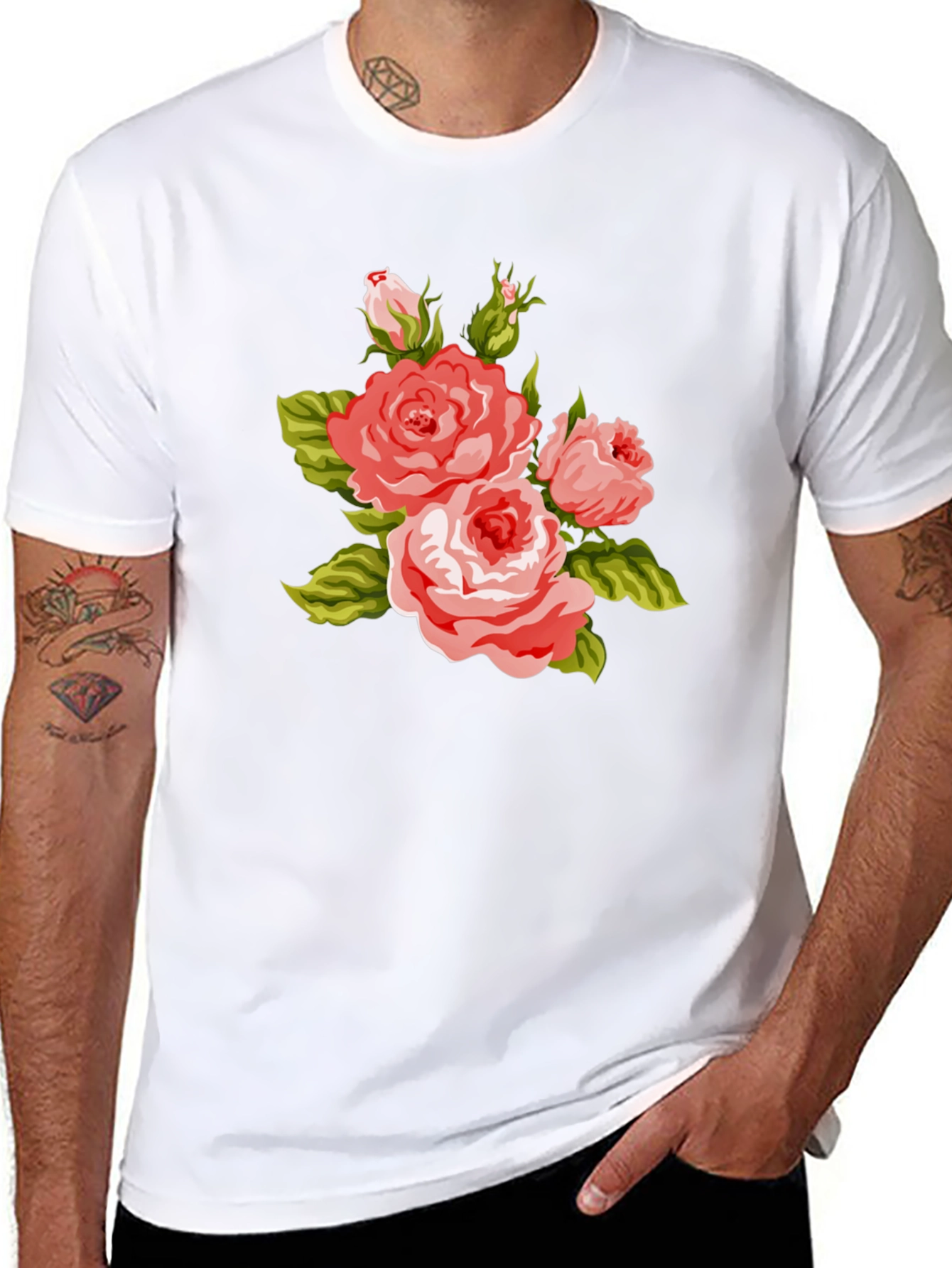 Floral Rose Graphic Black T-Shirt