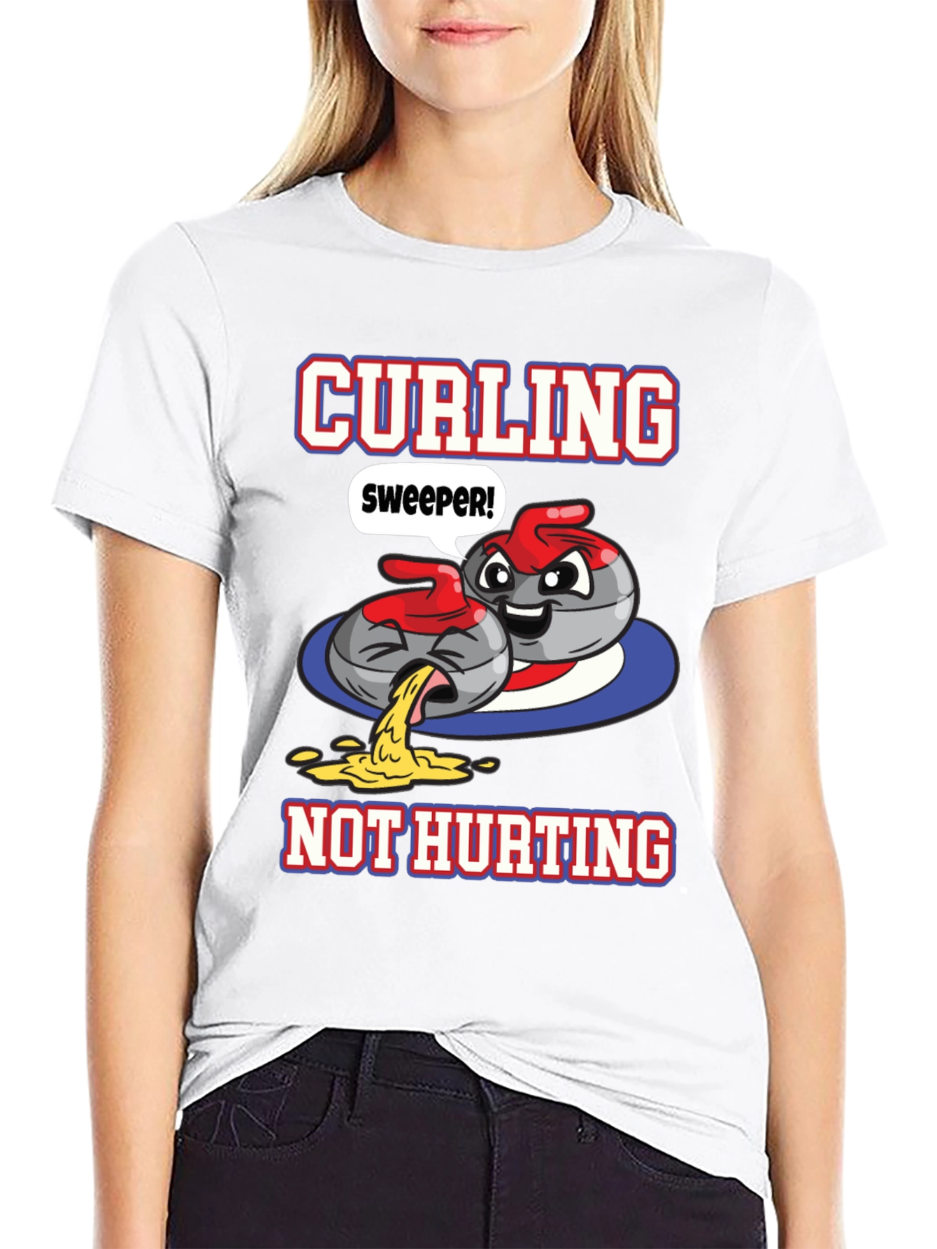 Funny Curling T-Shirt - Sweeper Not Hurting!
