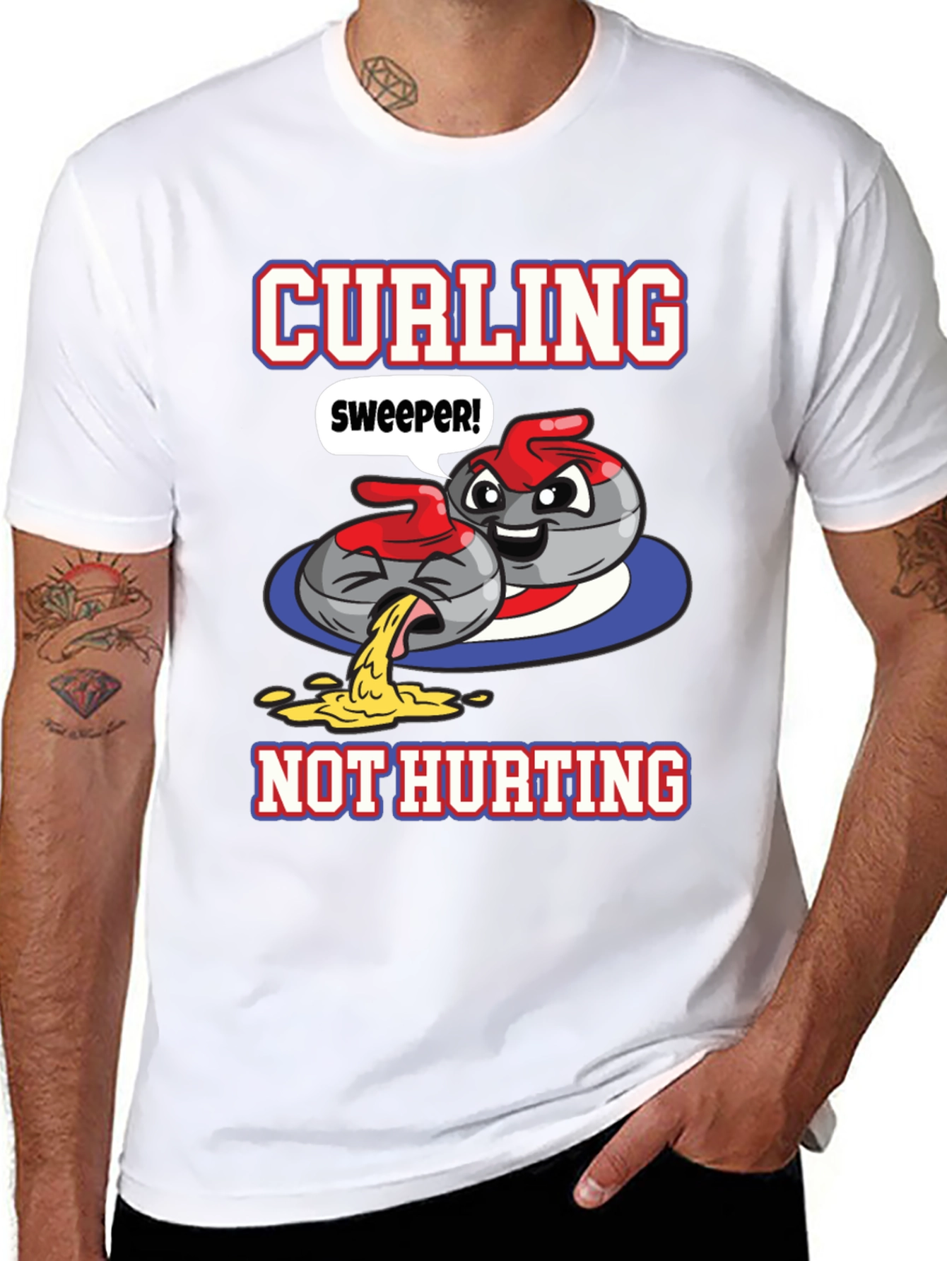 Funny Curling T-Shirt - Sweeper Not Hurting!