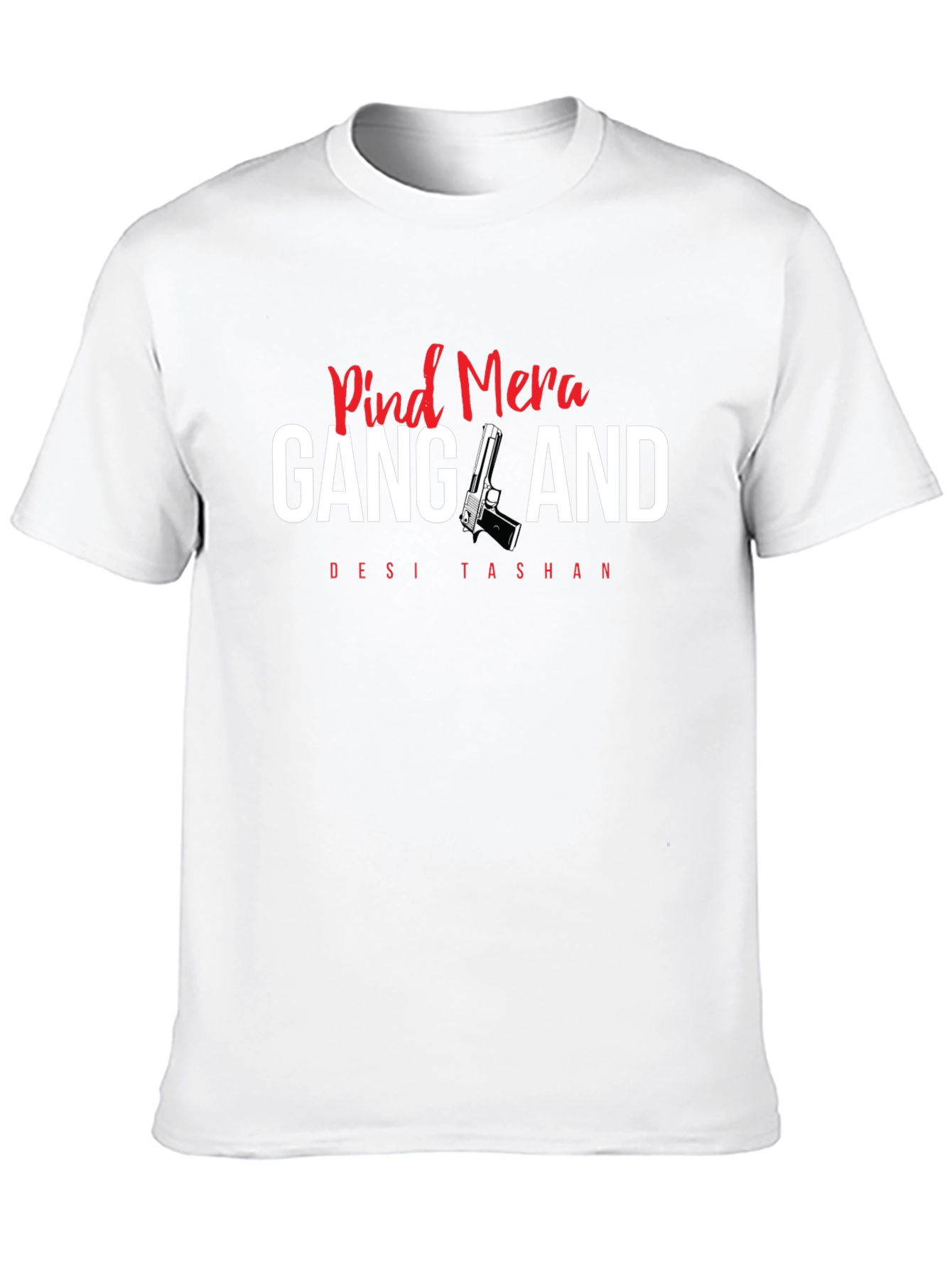 Pind Mera Gangland Mens Black Graphic T-Shirt