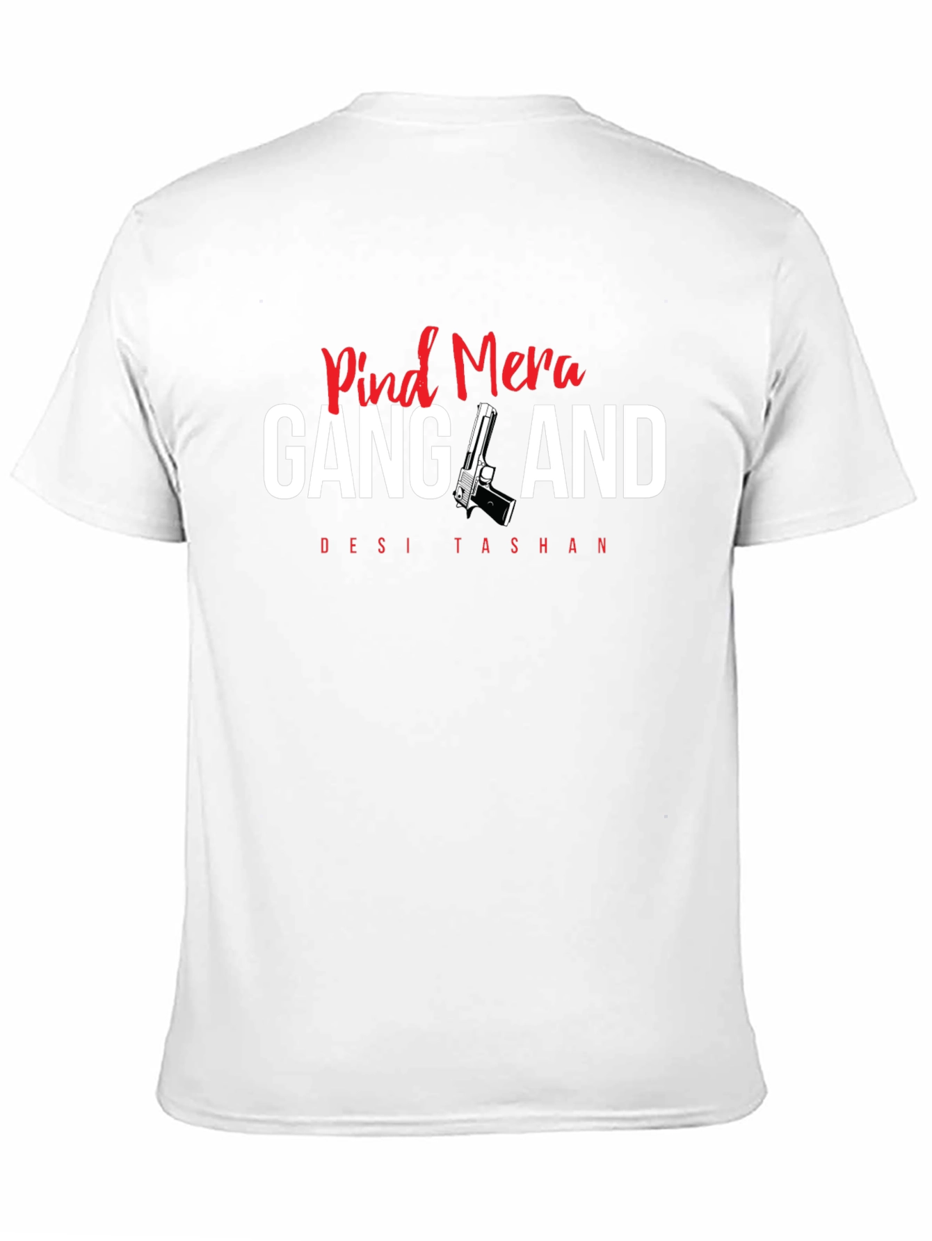 Pind Mera Gangland Mens Black Graphic T-Shirt