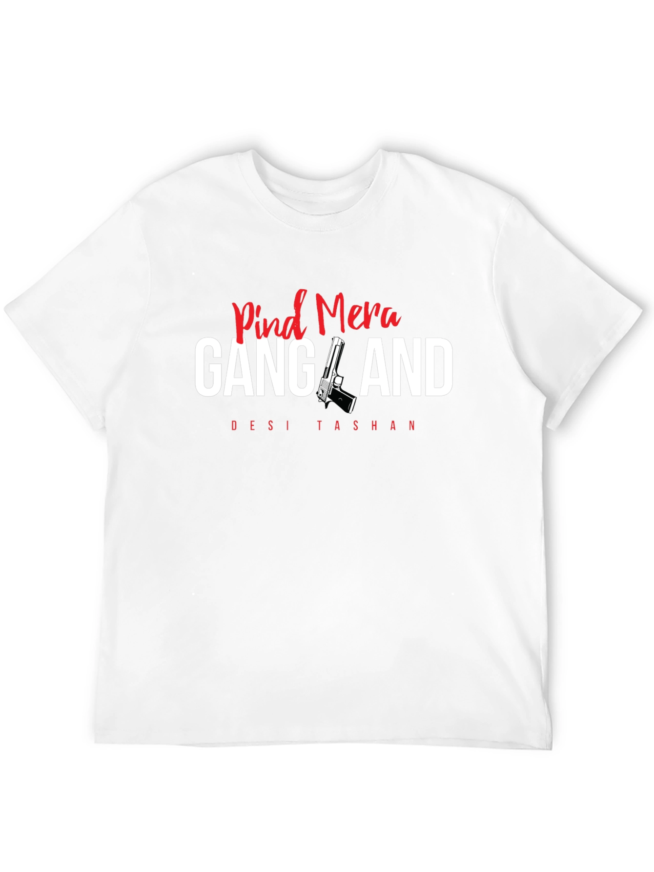 Pind Mera Gangland Mens Black Graphic T-Shirt