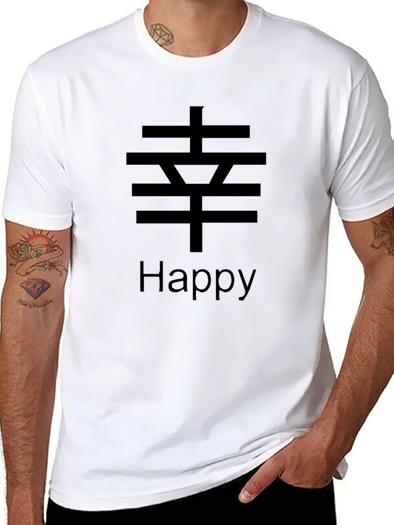 Black Happy Graphic Tee - Casual Comfort