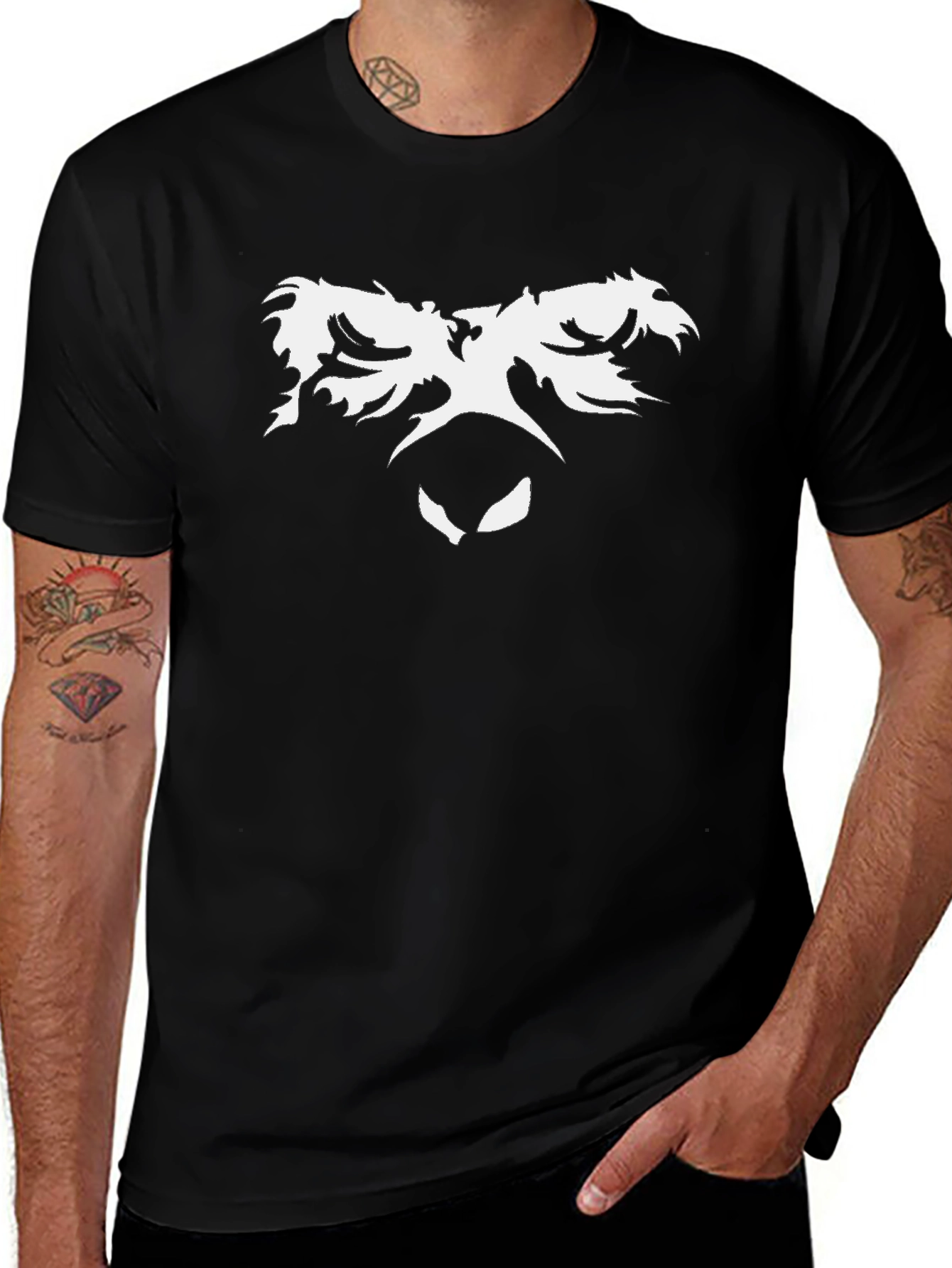 Gorilla Face Graphic Tee - Black Cotton T-Shirt