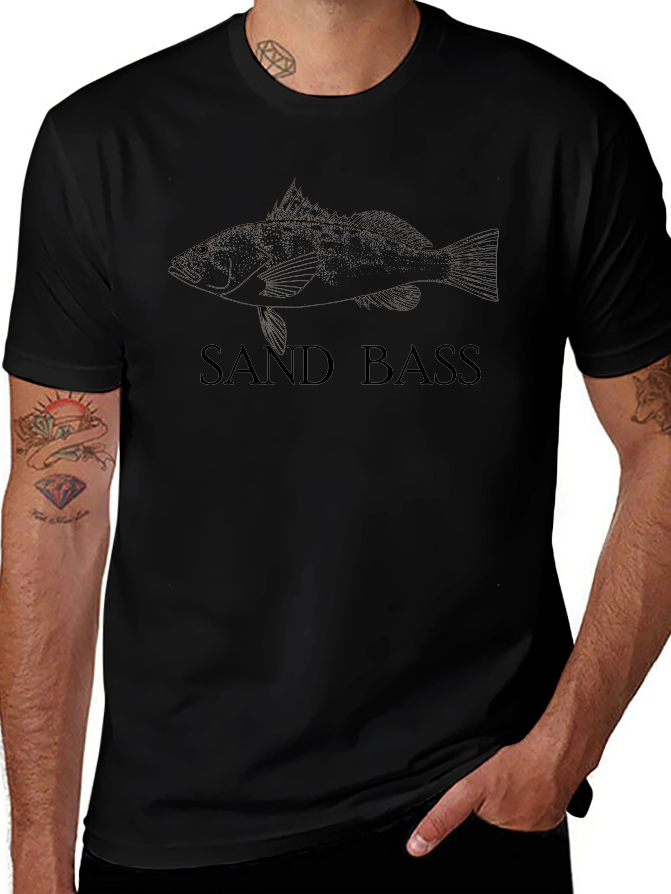 Sand Bass Graphic T-Shirt - Black