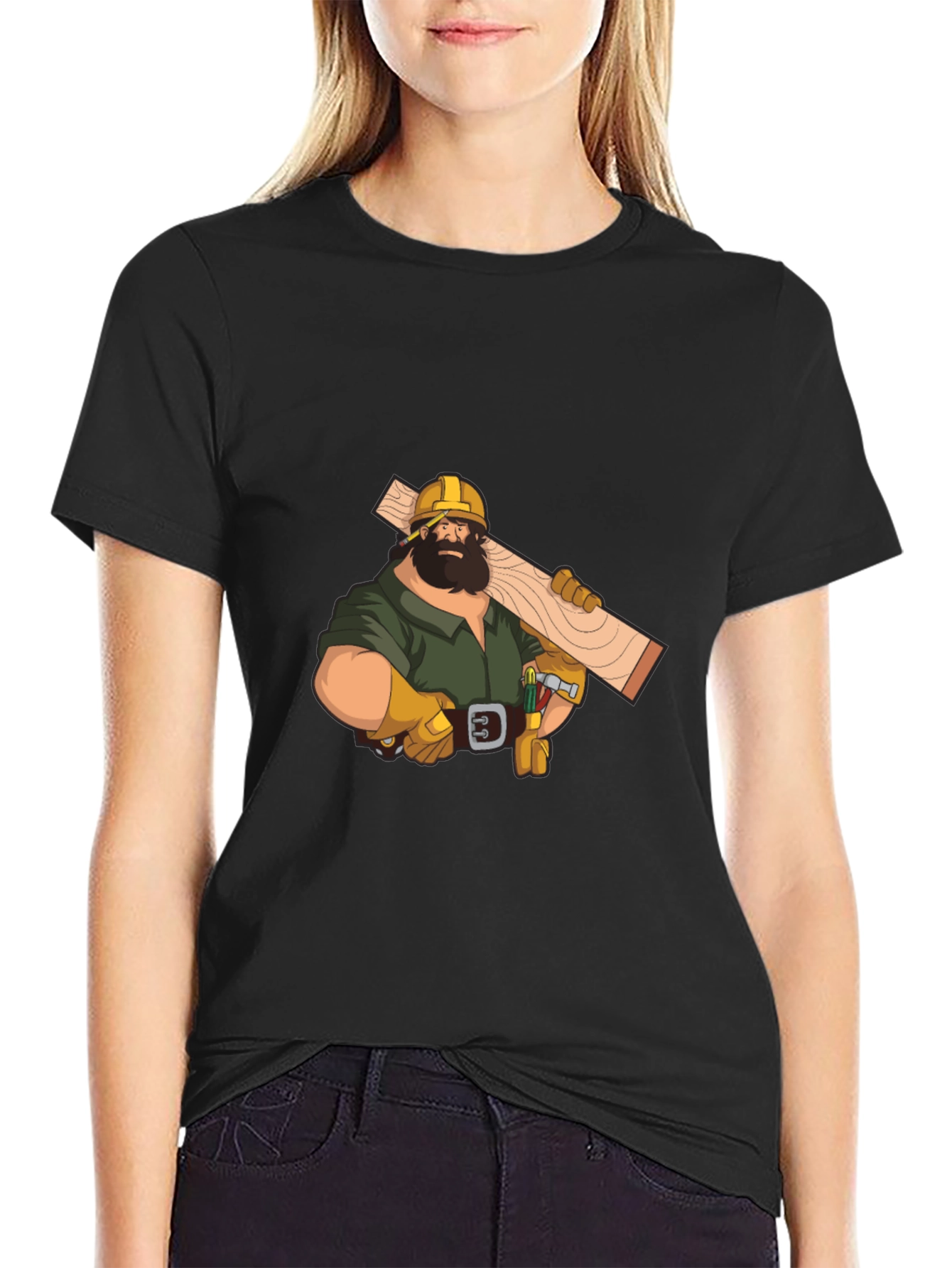 Carpenter Graphic Tee - Black Crew Neck T-Shirt