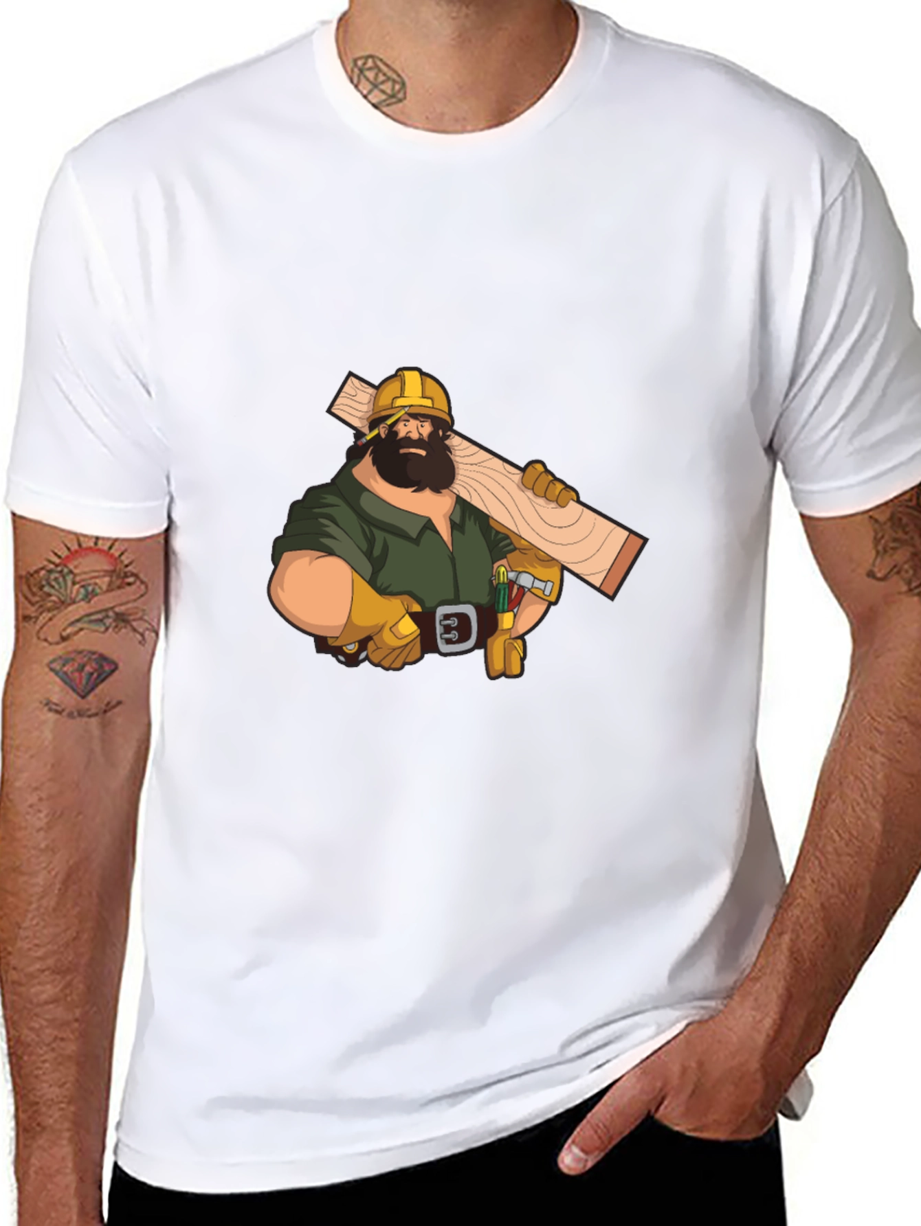 Carpenter Graphic Tee - Black Crew Neck T-Shirt