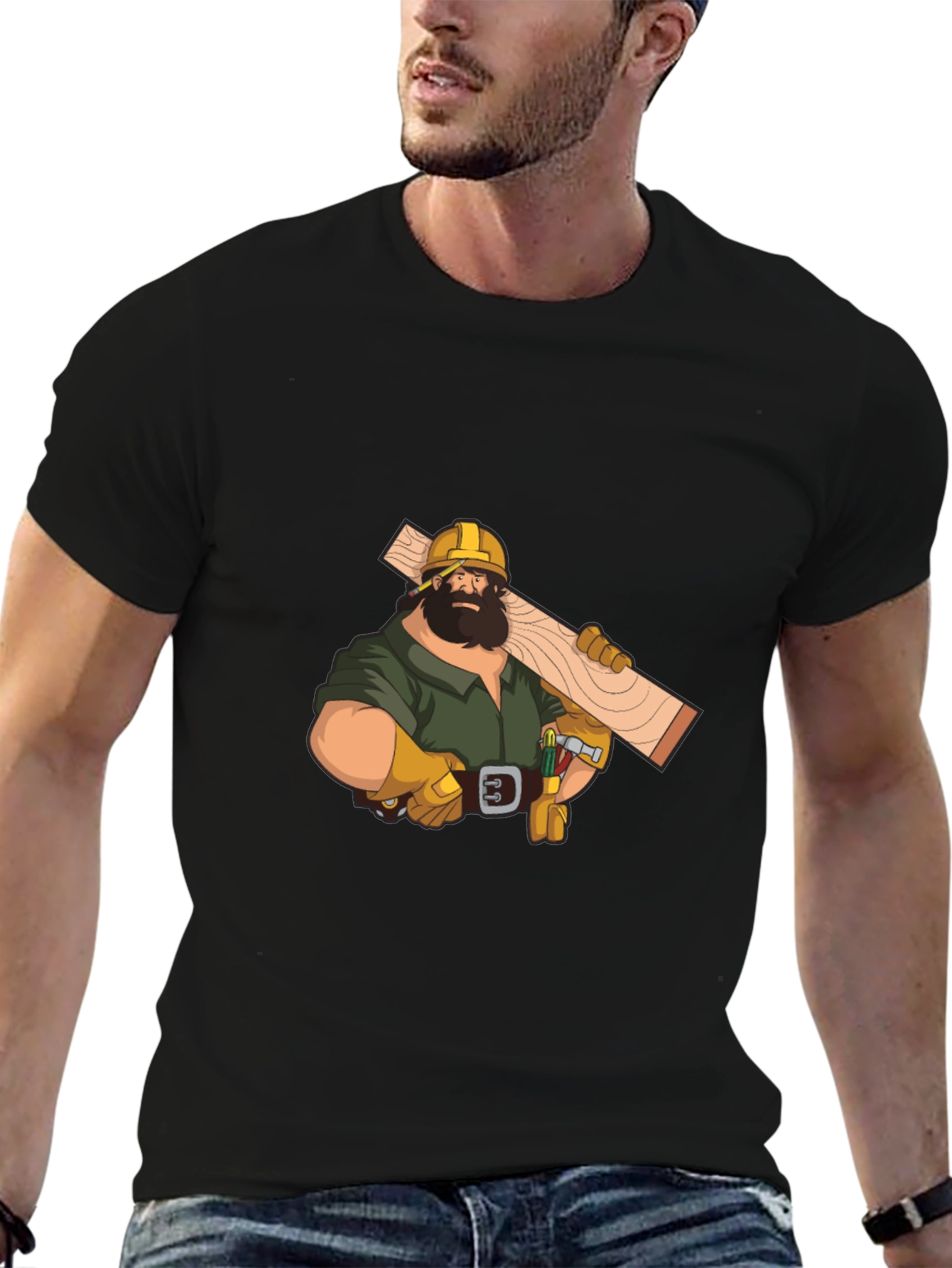 Carpenter Graphic Tee - Black Crew Neck T-Shirt