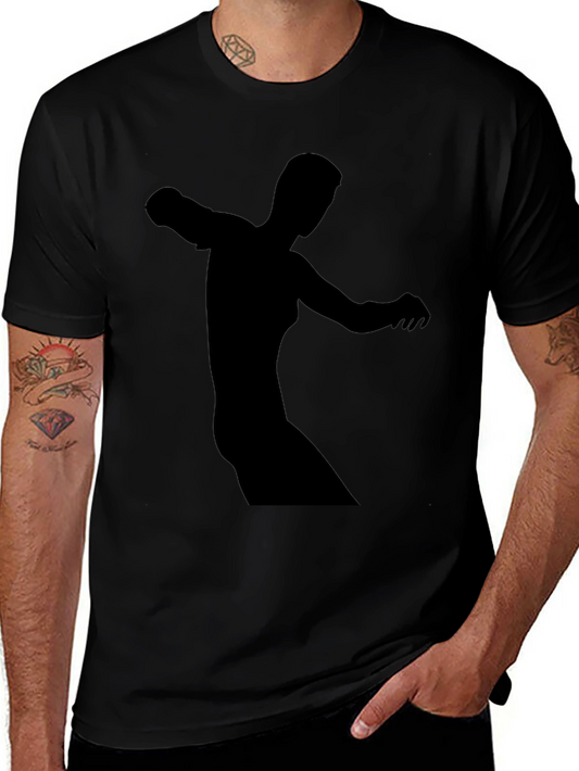 Black Tee with Abstract Figure Print