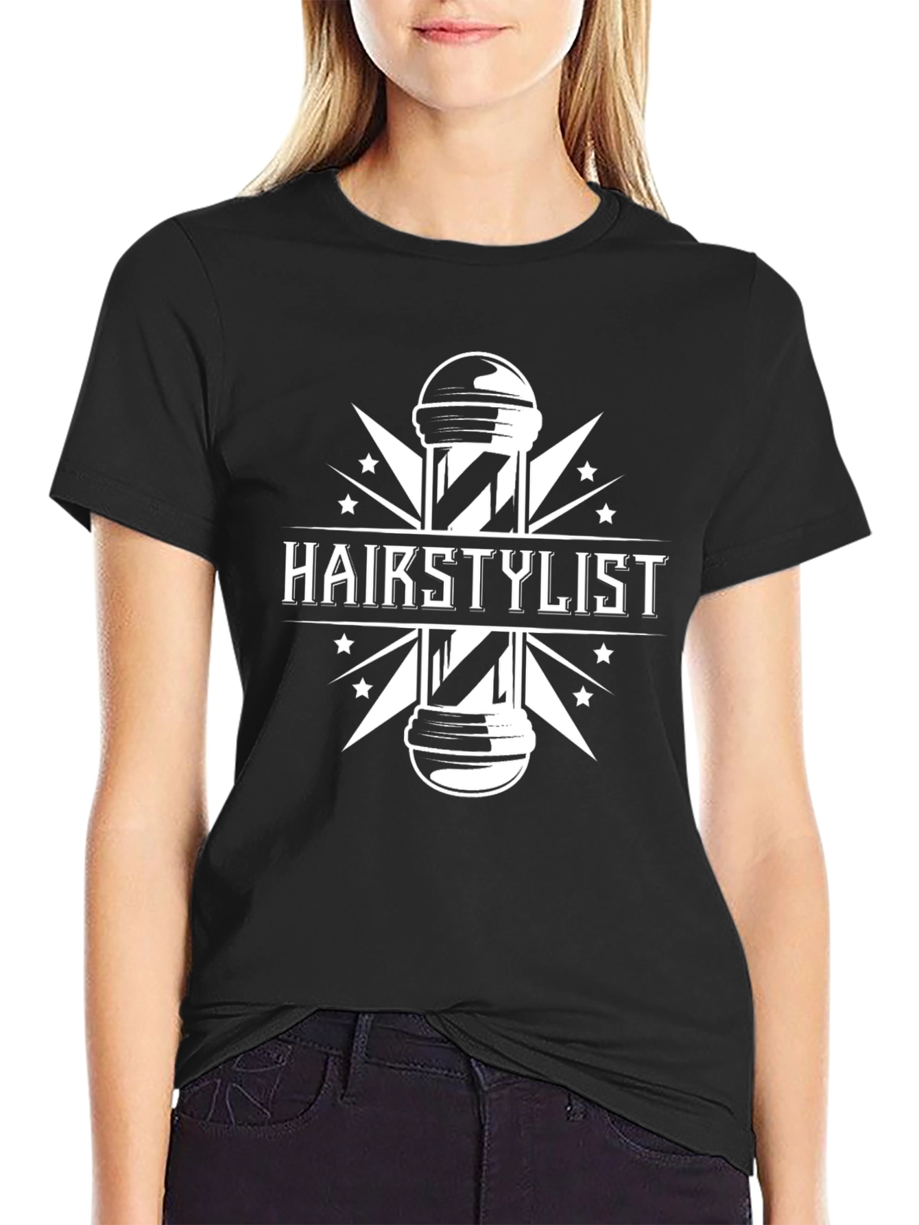 Hairstylist Graphic Tee - Barber Pole Design