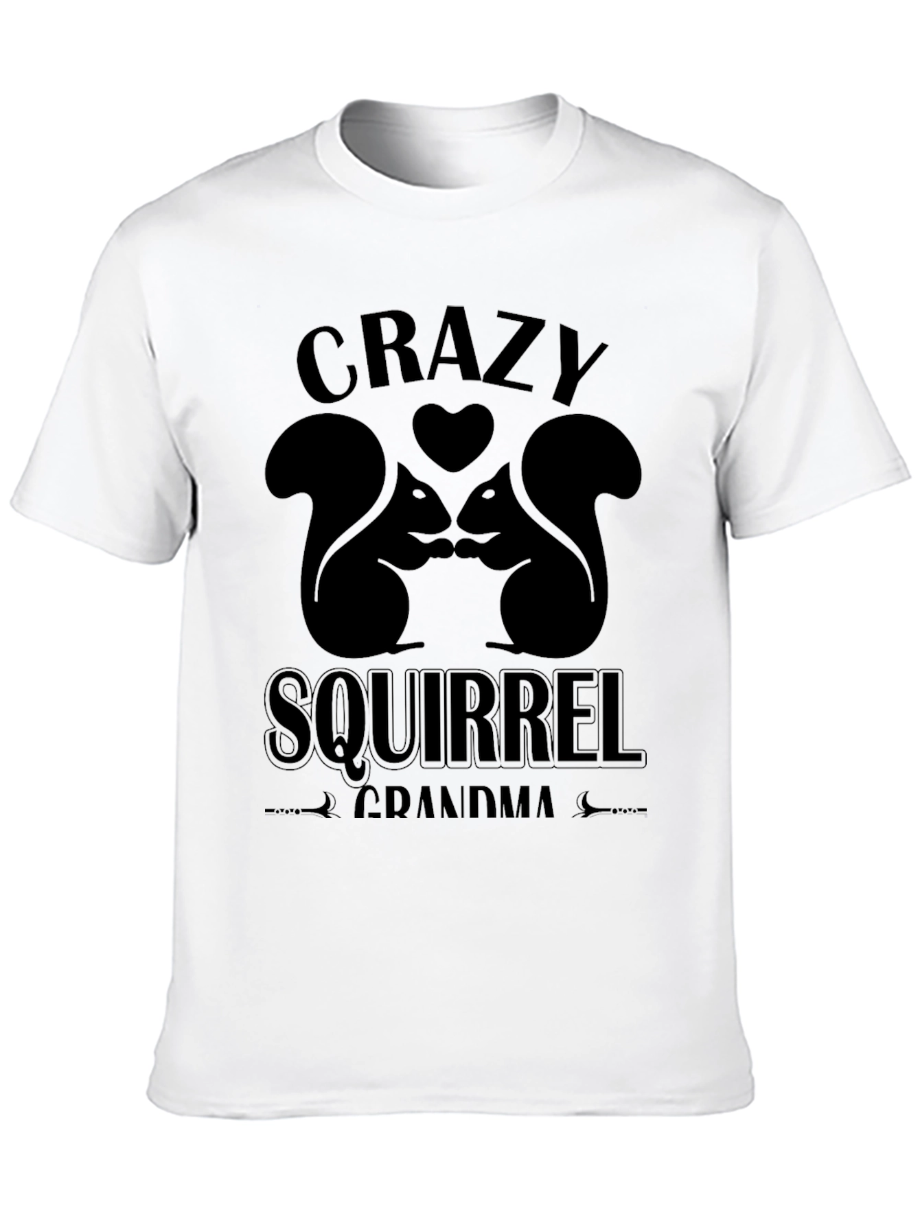 Crazy Squirrel Grandma Black T-Shirt