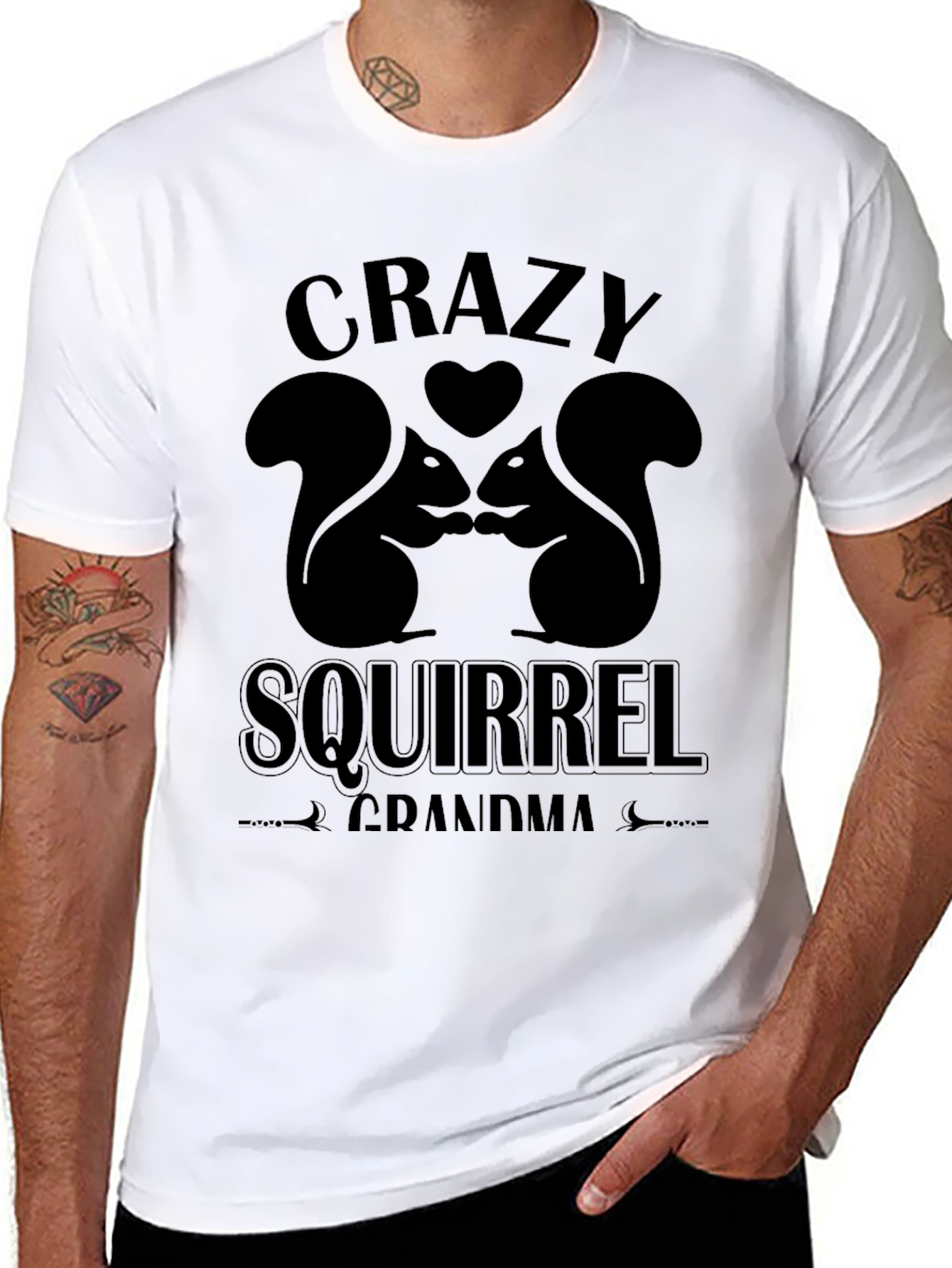 Crazy Squirrel Grandma Black T-Shirt