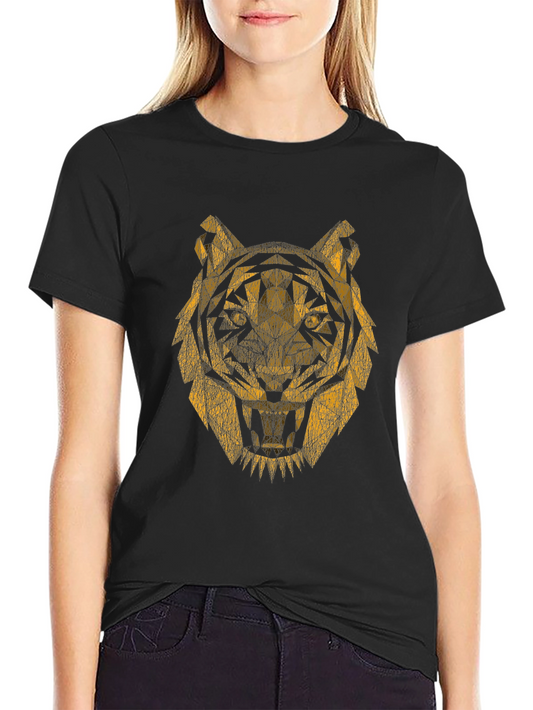 Geometric Tiger Graphic Tee - Black