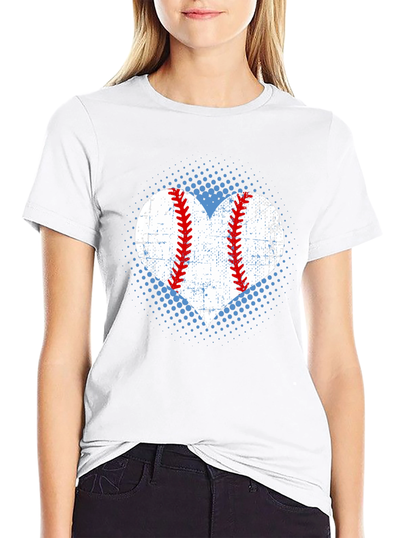 Baseball Heart T-Shirt - Distressed Print