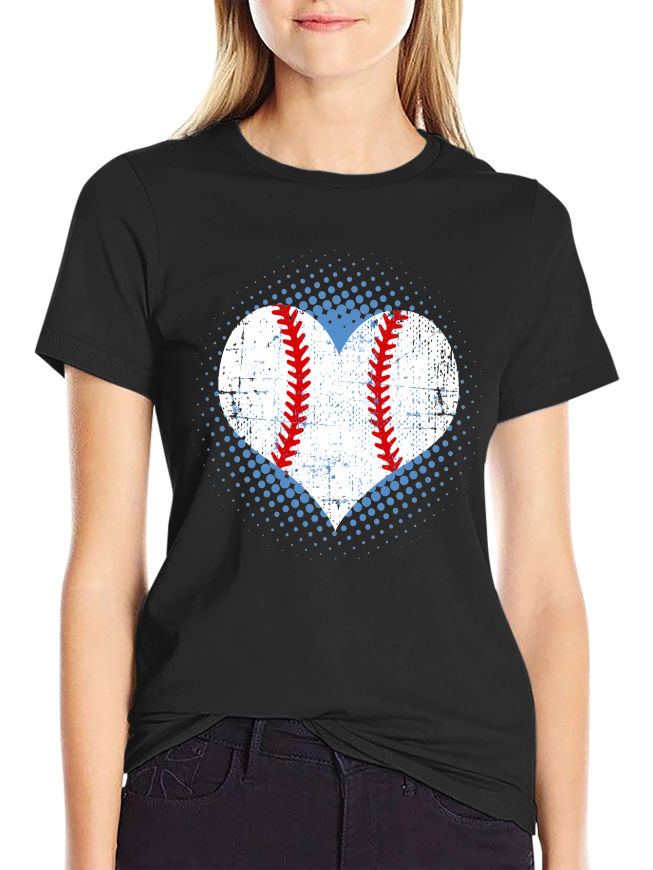 Baseball Heart T-Shirt - Distressed Print