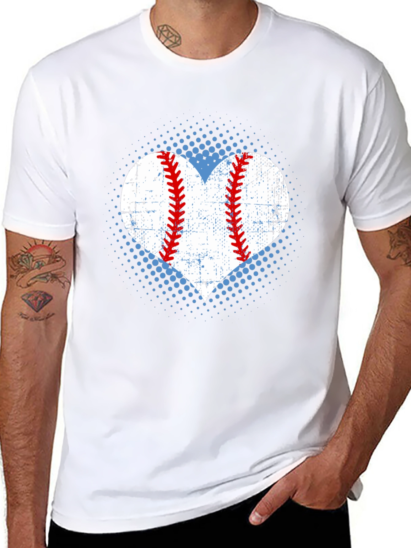 Baseball Heart T-Shirt - Distressed Print