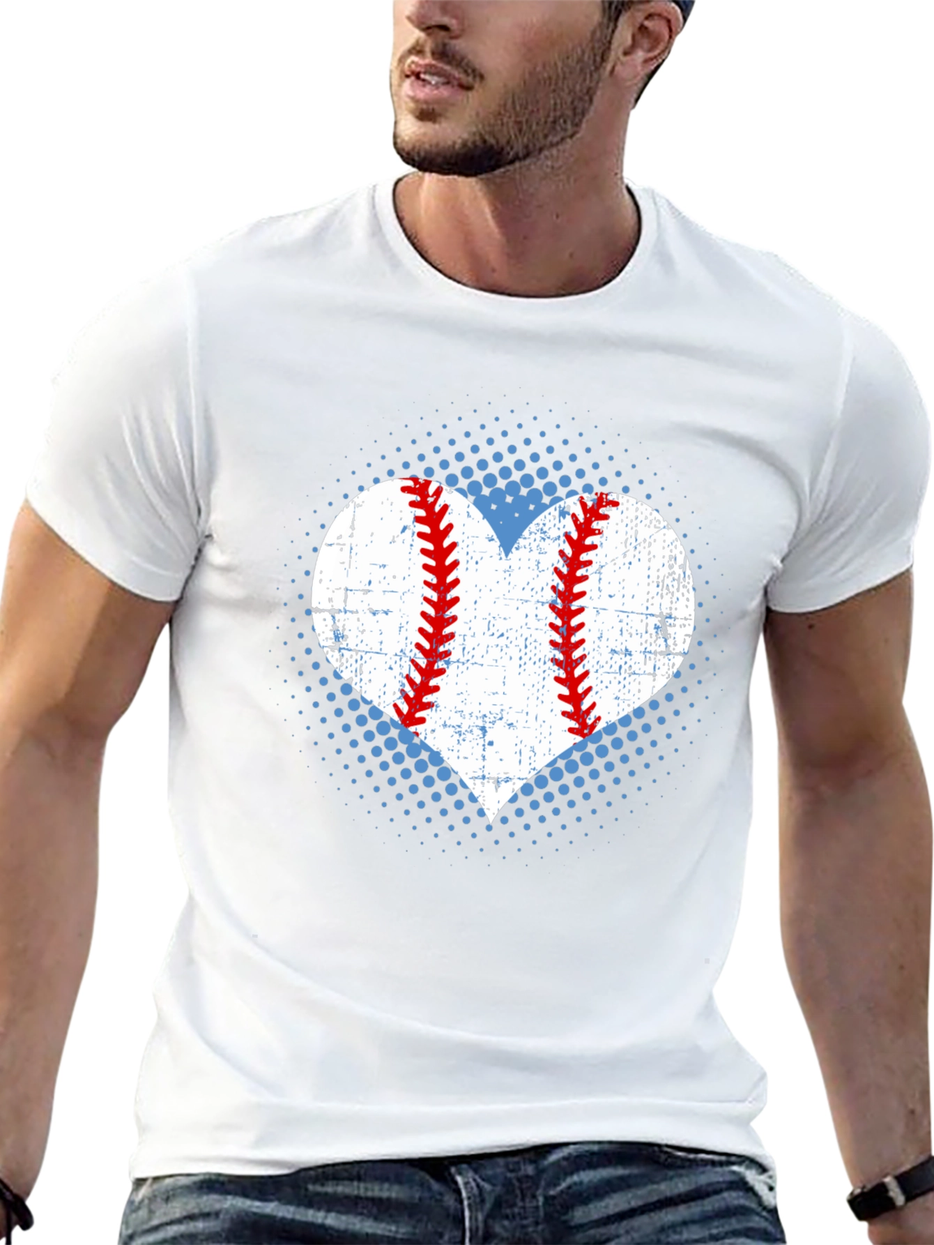 Baseball Heart T-Shirt - Distressed Print
