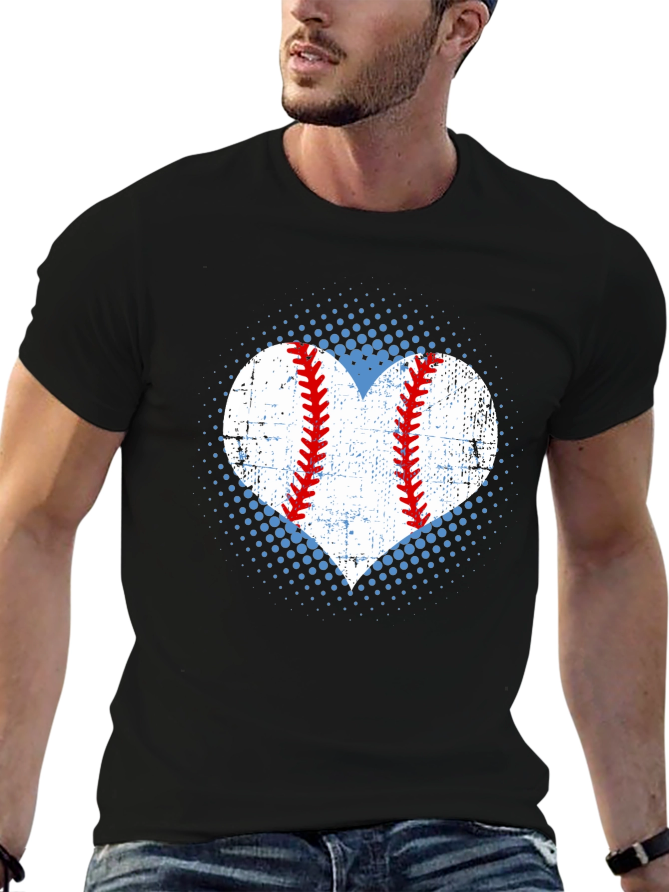 Baseball Heart T-Shirt - Distressed Print