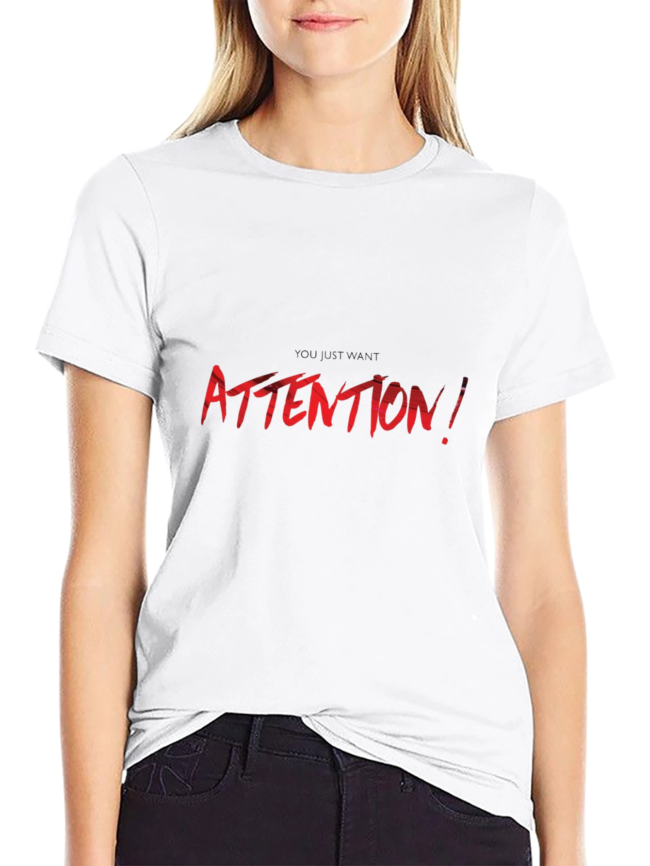 Attention Graphic Tee - Mens Black Cotton T-Shirt
