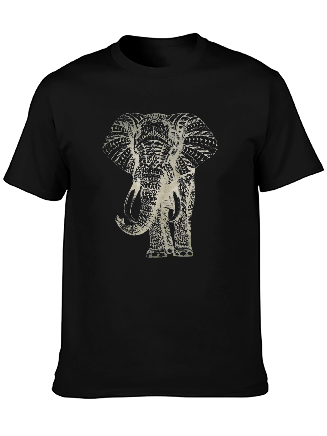 Elephant Graphic Print Black T-Shirt