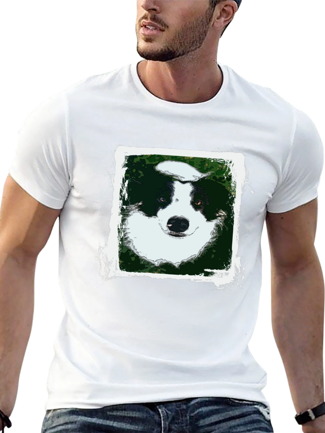 Dog Portrait Graphic Tee - Black