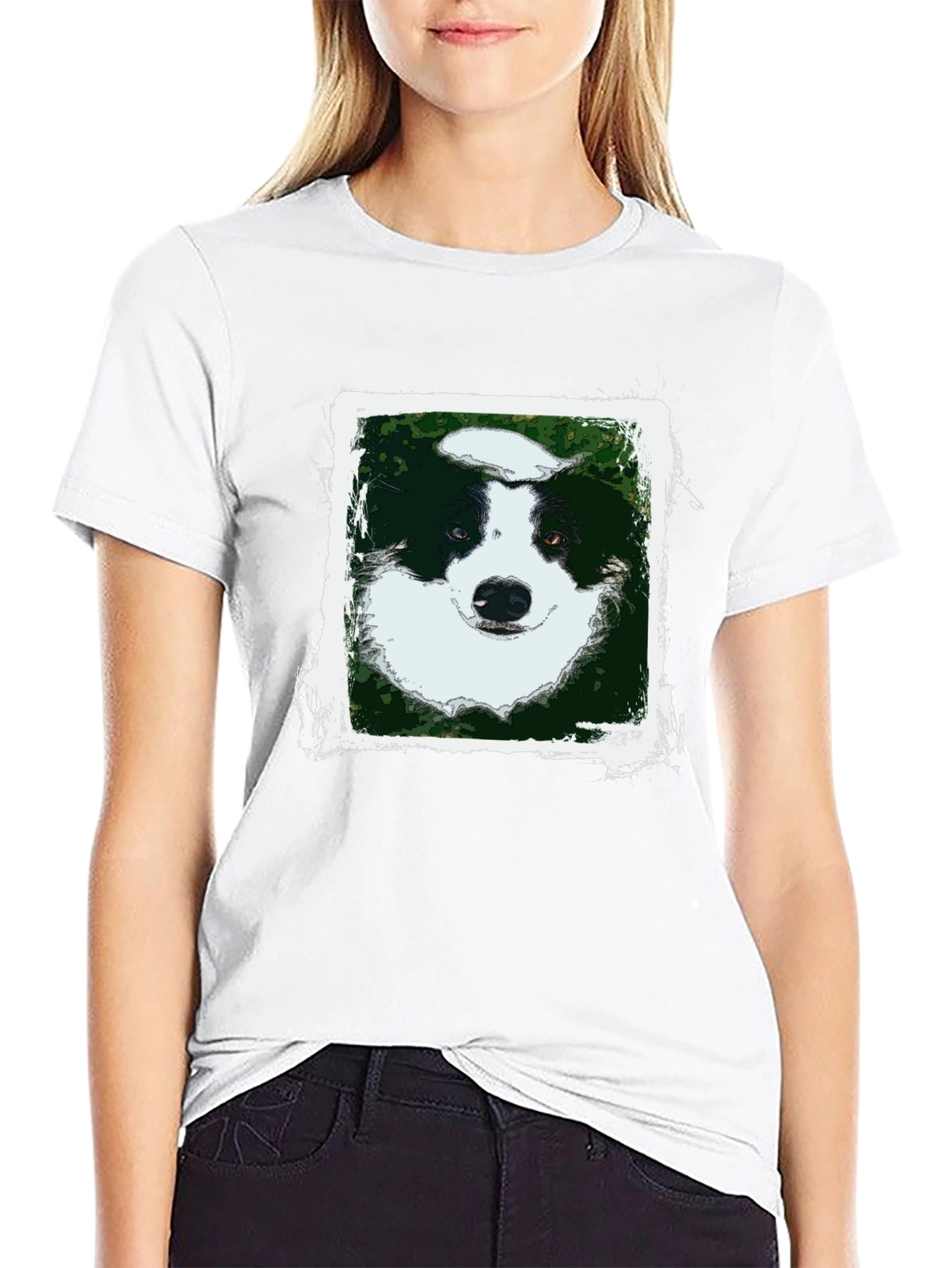 Dog Portrait Graphic Tee - Black