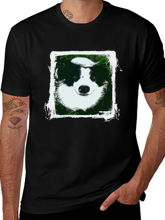 Dog Portrait Graphic Tee - Black