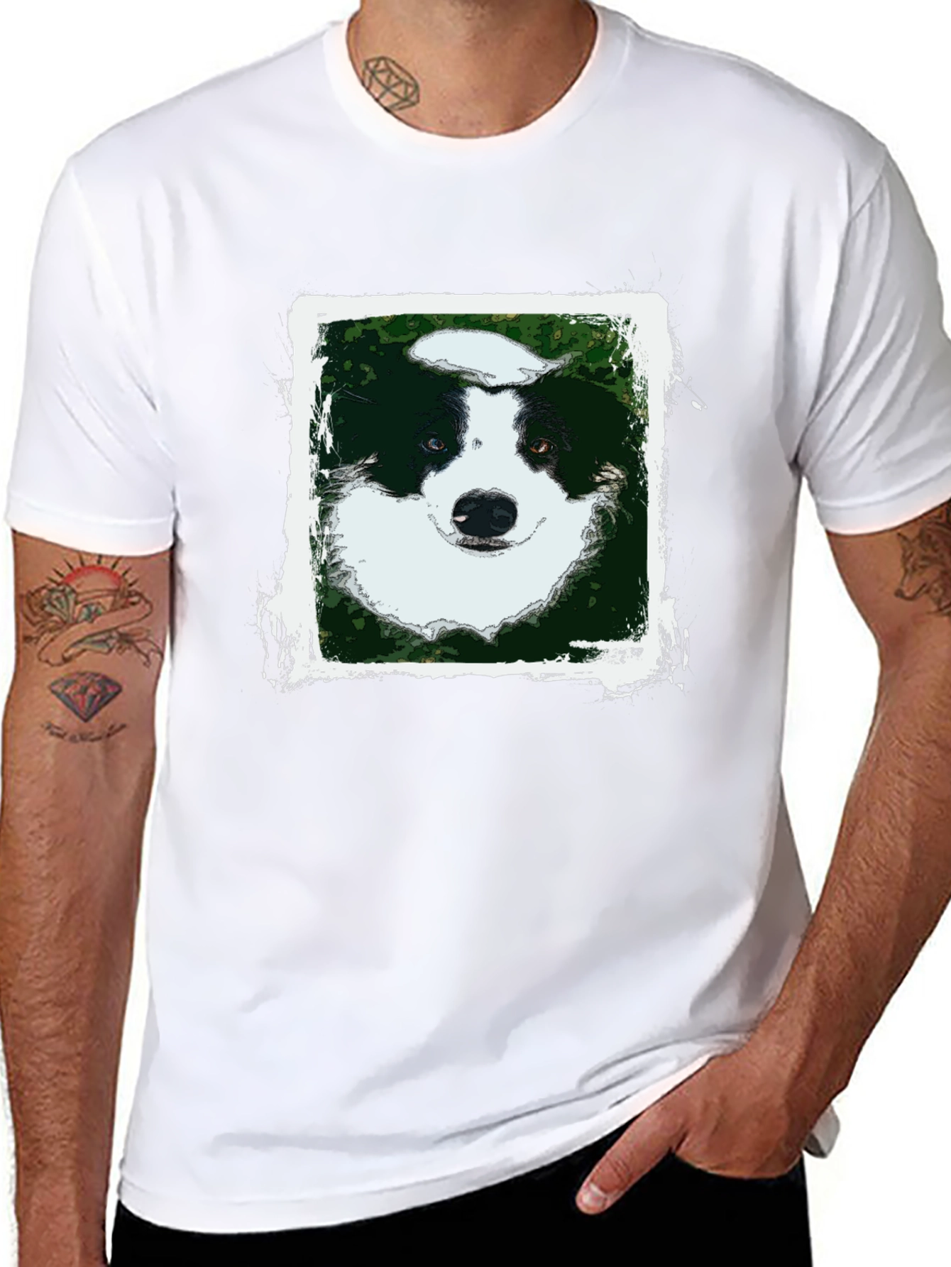 Dog Portrait Graphic Tee - Black