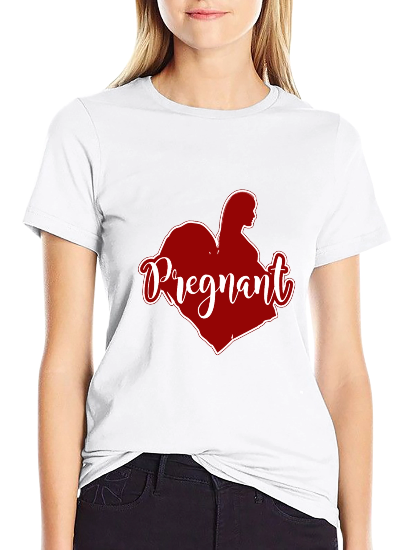 Pregnant Heart Graphic Tee - Black