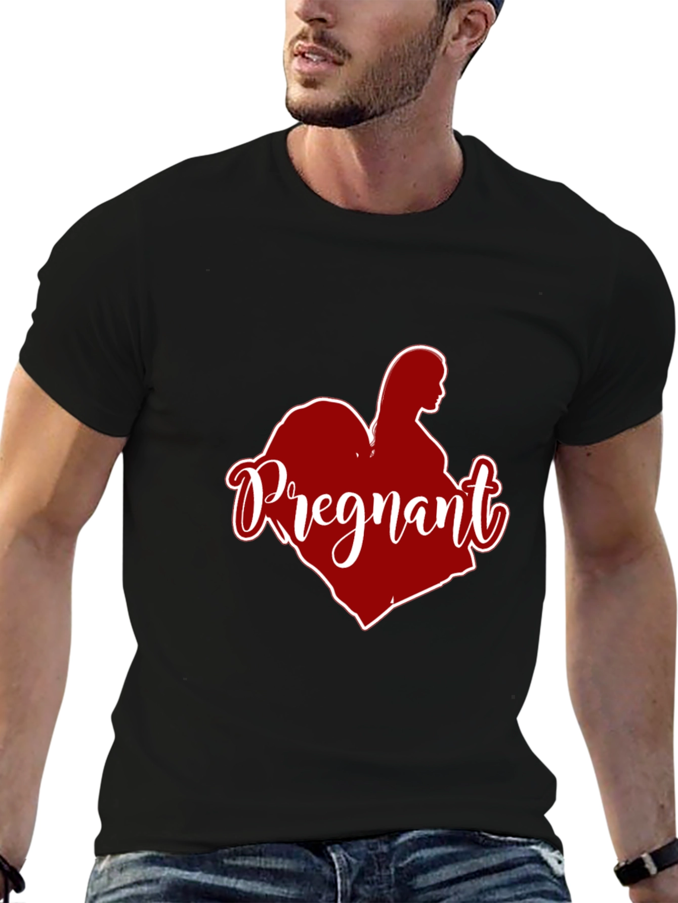 Pregnant Heart Graphic Tee - Black