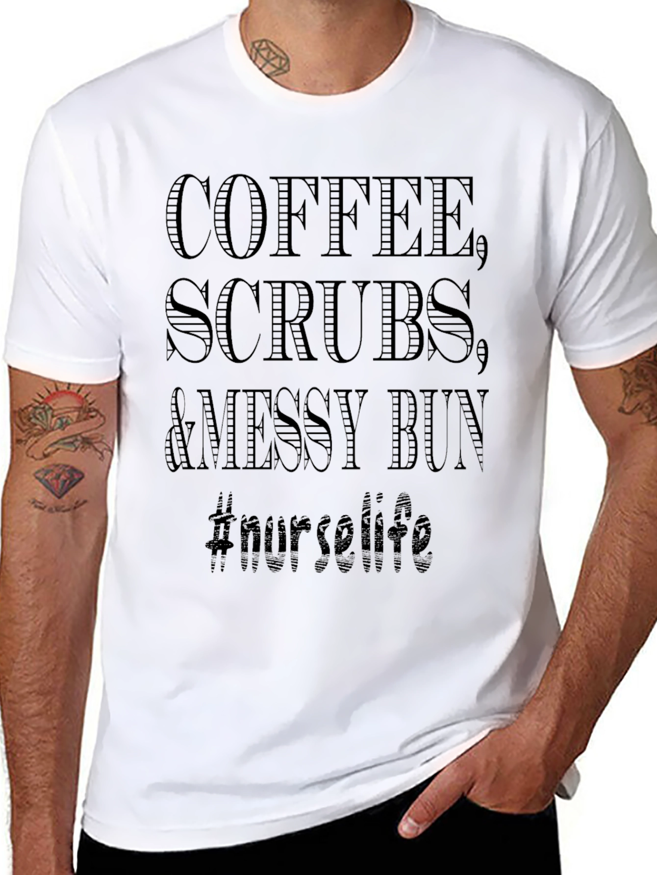 Coffee Scrubs & Messy Bun Nurse Life T-Shirt
