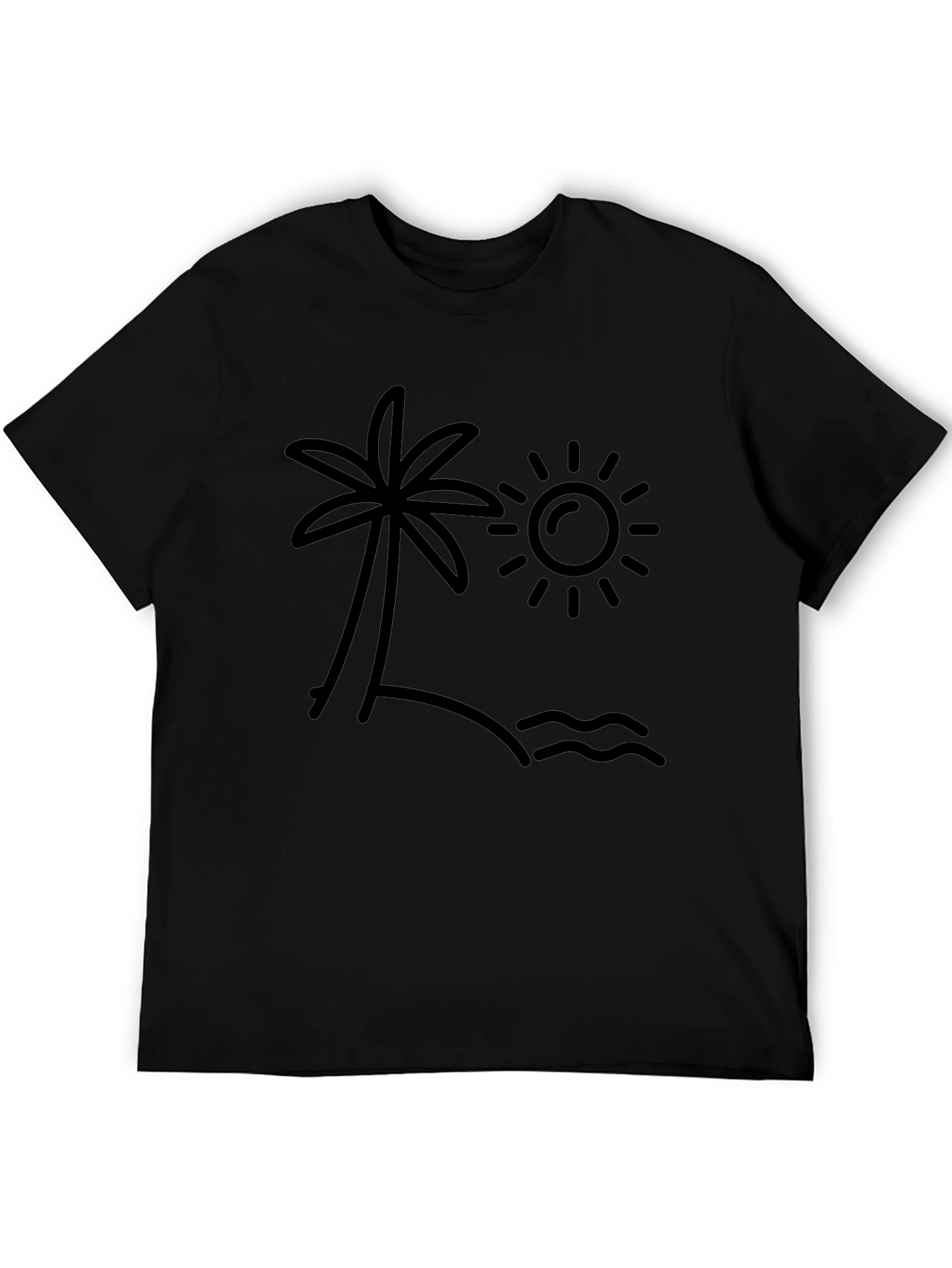 Tropical Beach Graphic Tee - Black