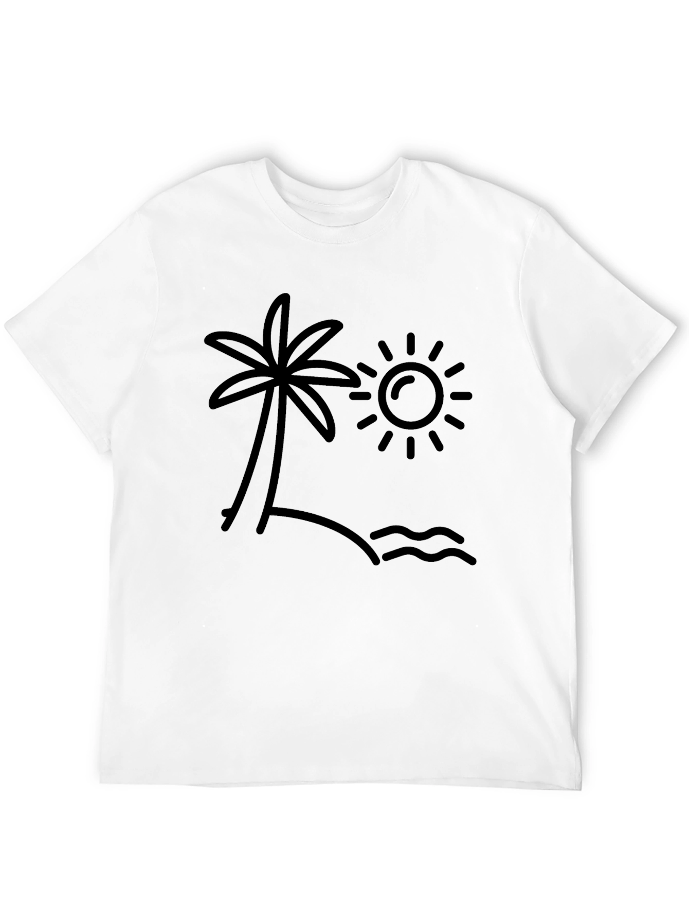 Tropical Beach Graphic Tee - Black