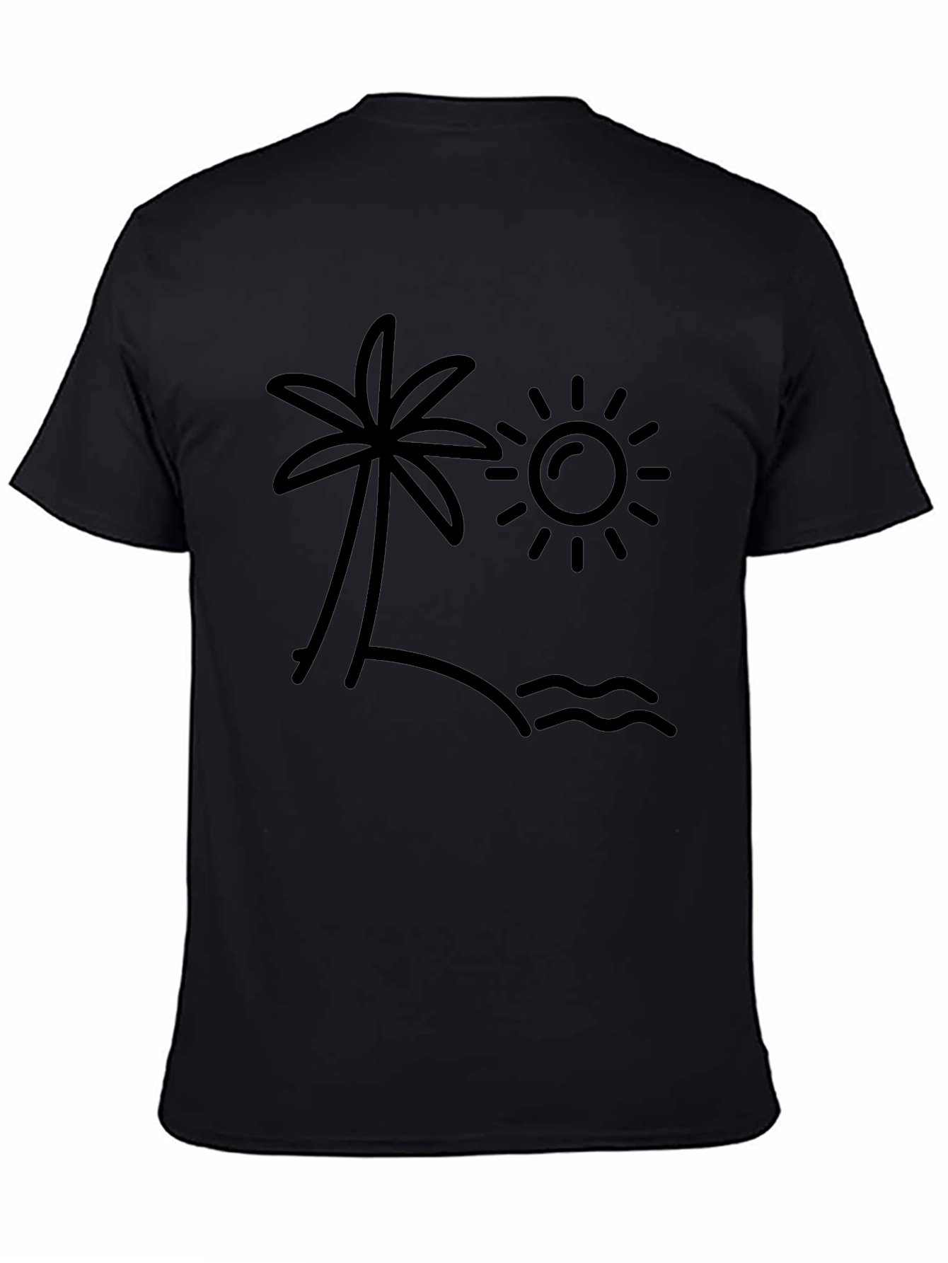 Tropical Beach Graphic Tee - Black