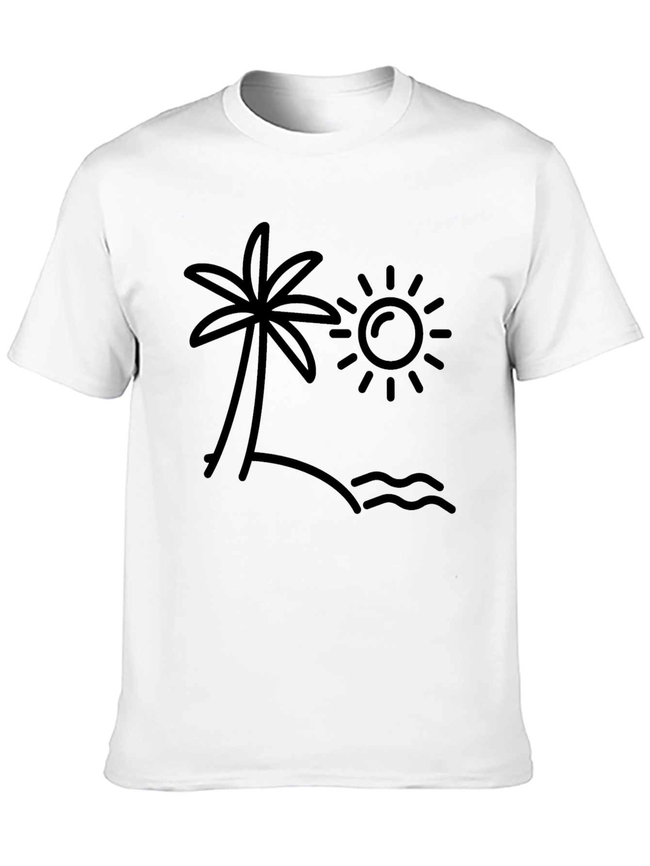 Tropical Beach Graphic Tee - Black