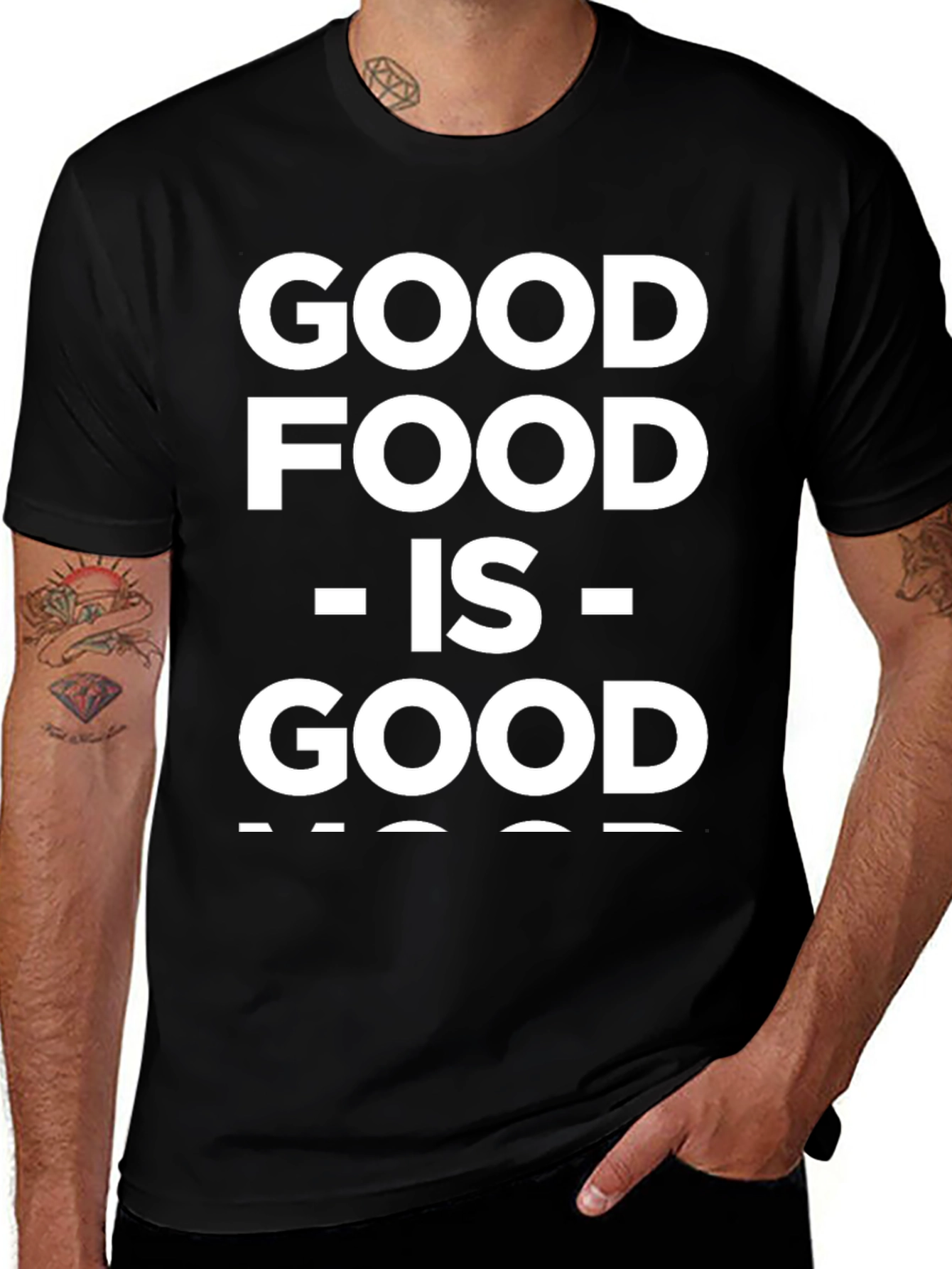 Good Food is Good Mood Black Graphic T-Shirt