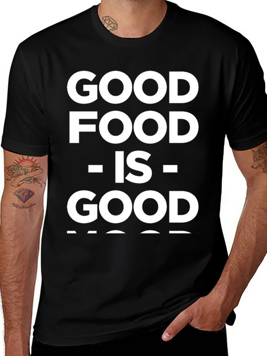 Good Food is Good Mood Black Graphic T-Shirt