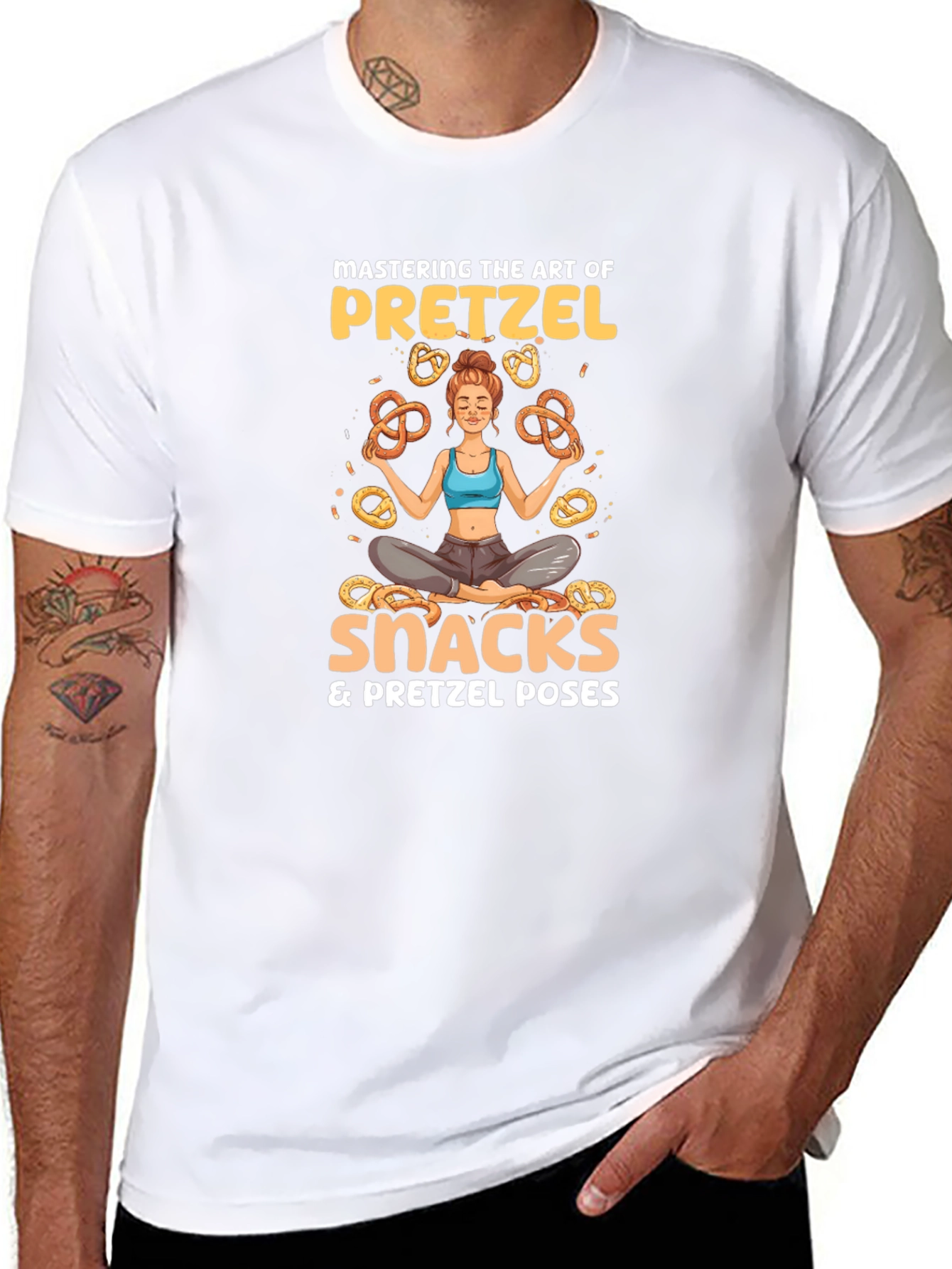 Pretzel Lover T-Shirt - Snacks & Yoga Poses