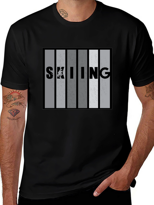 Skiing Stripe Graphic T-Shirt - Stylish Mens Tee