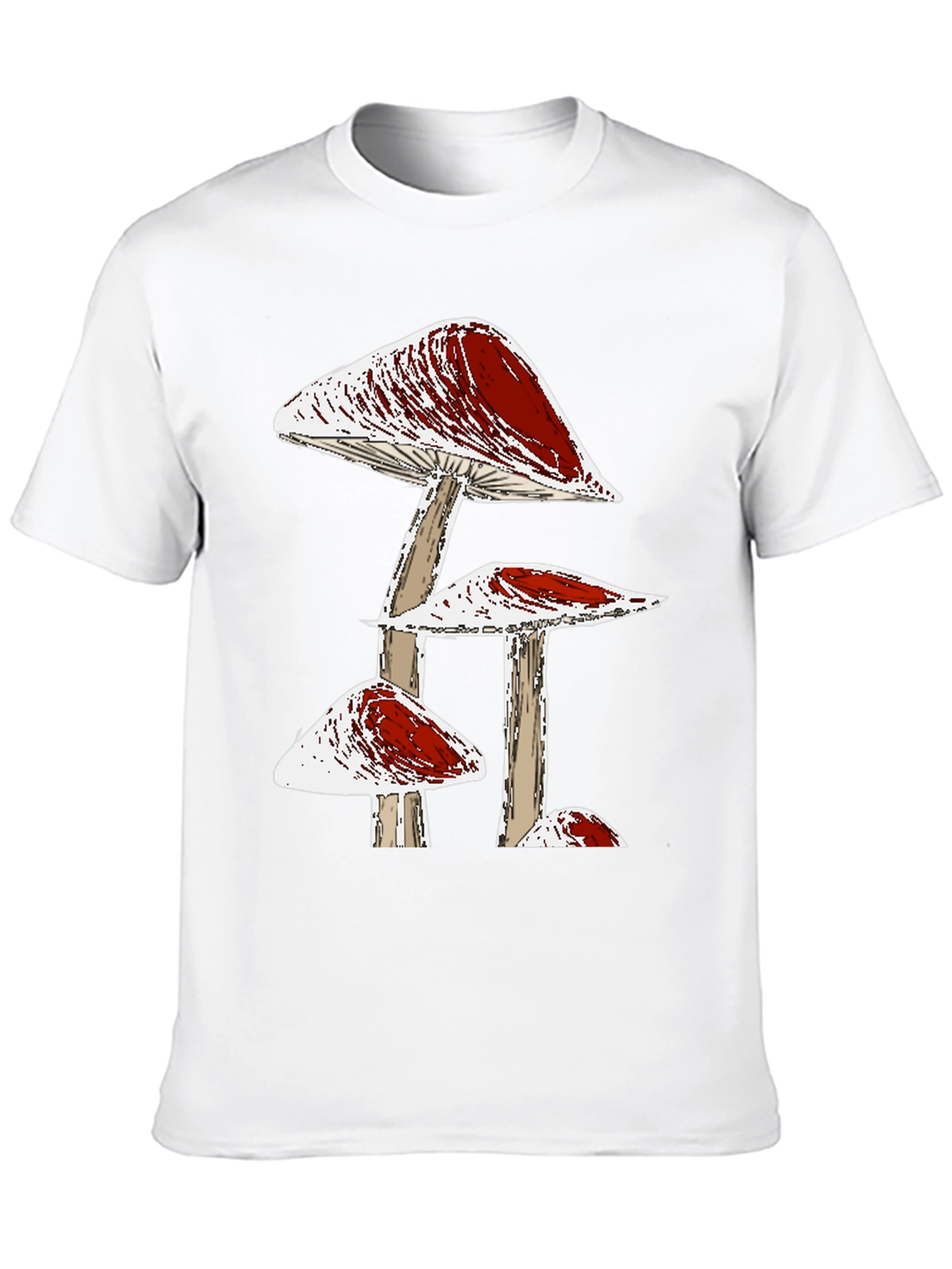 Funky Mushroom Graphic Tee - Black Cotton T-Shirt