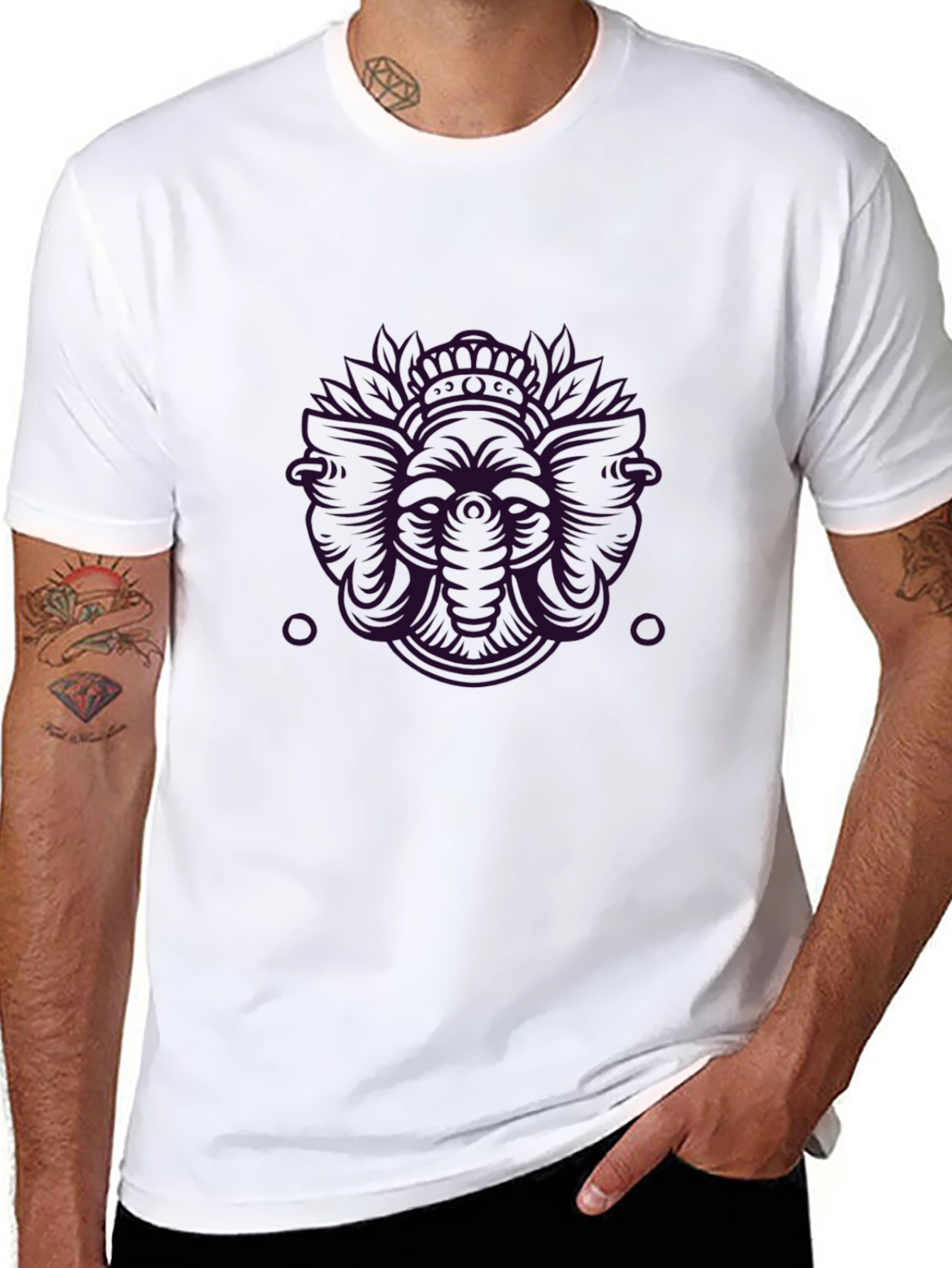 Mens Black Graphic Print Tee - Abstract Design