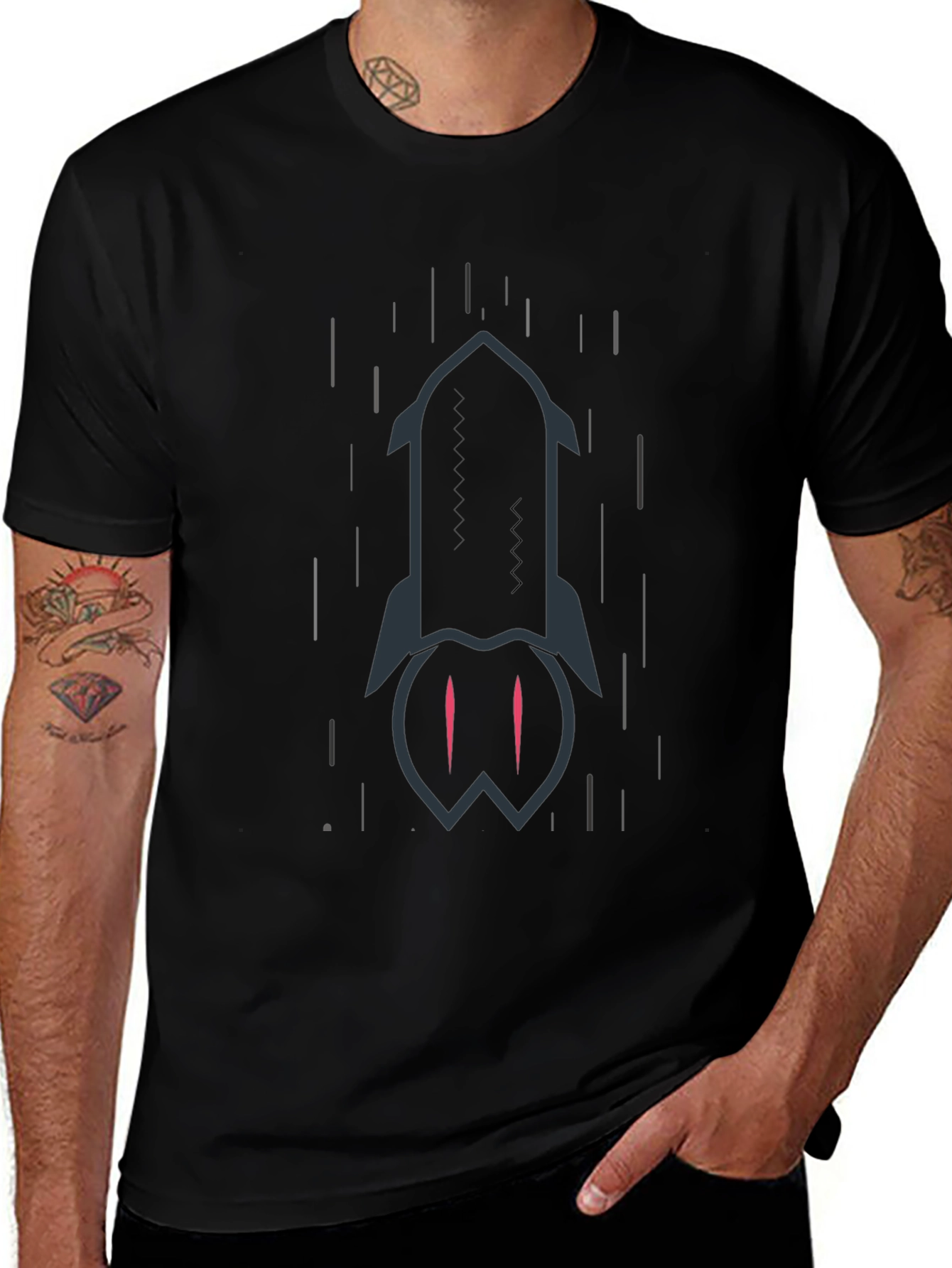 Rocket Graphic Black T-Shirt