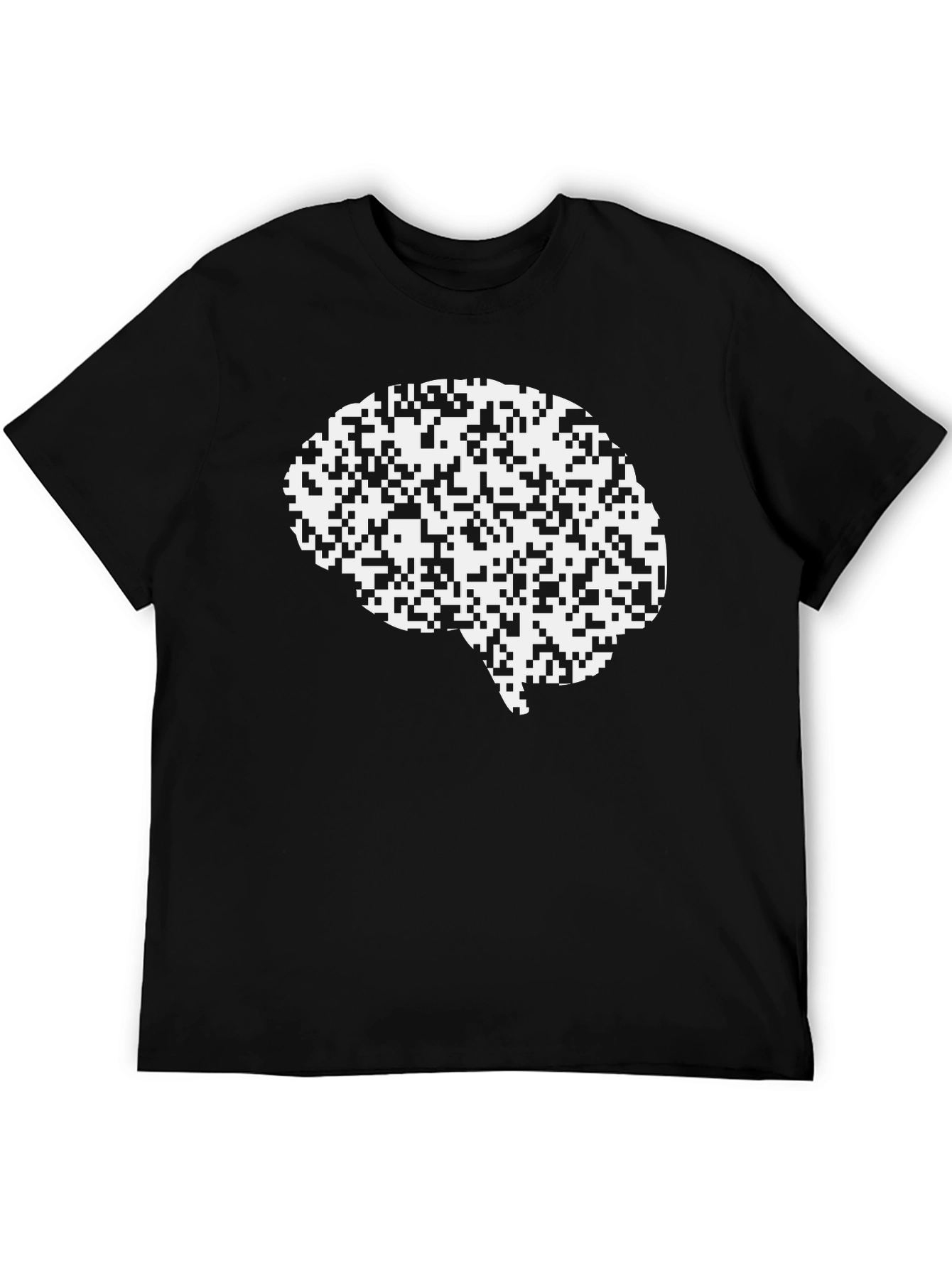 Brain Pixel Art Black T-Shirt - Think Different